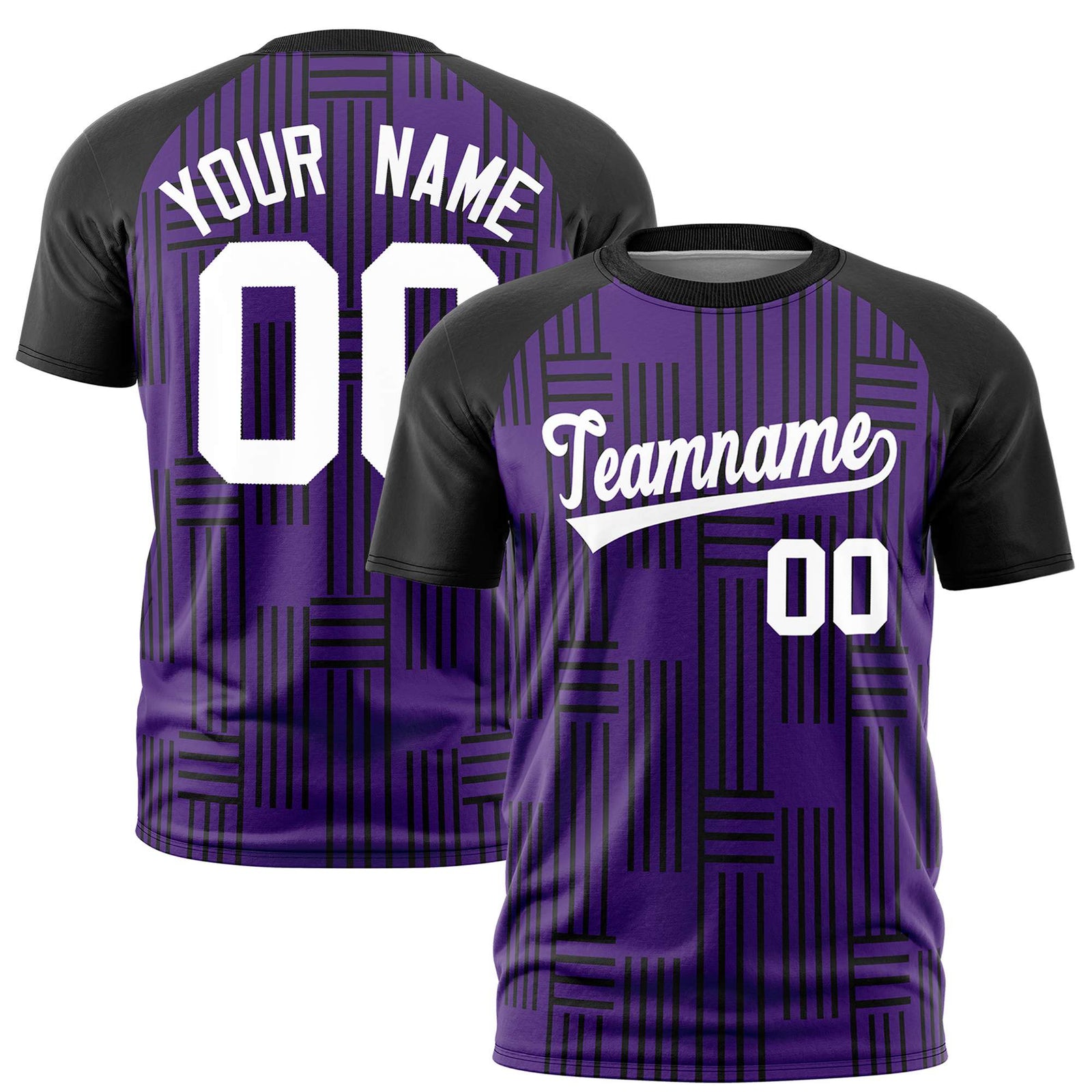 Custom Purple Black Personalized Line Pattern Performance T-Shirt