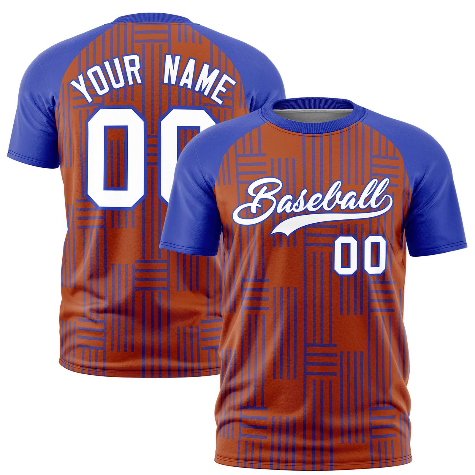 Custom Texas Orange-Royal Blue Personalized Line Pattern Performance T-Shirt