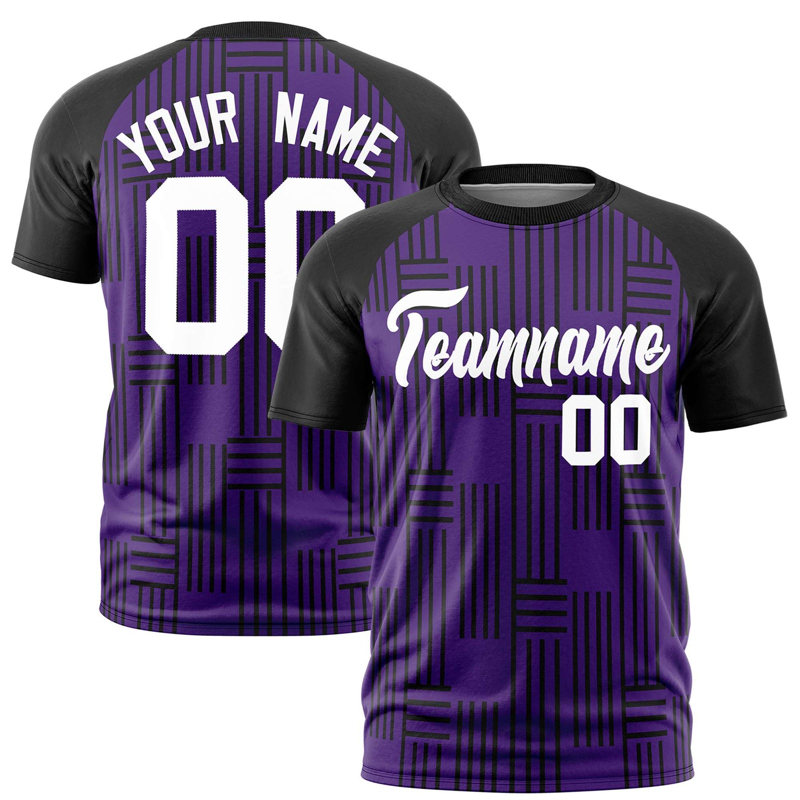 Custom Purple Black Personalized Line Pattern Performance T-Shirt