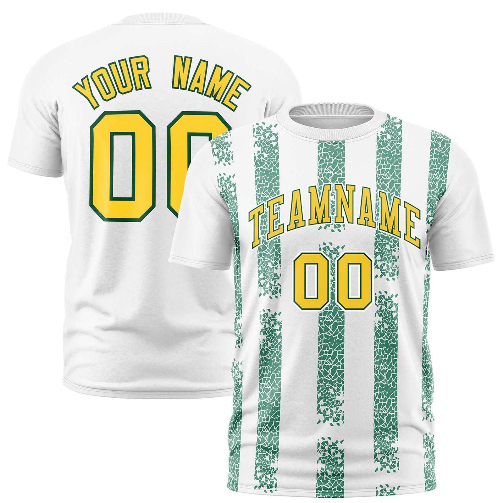 Custom White Teal Personalized Chunky Striped Pattern Performance T-Shirt