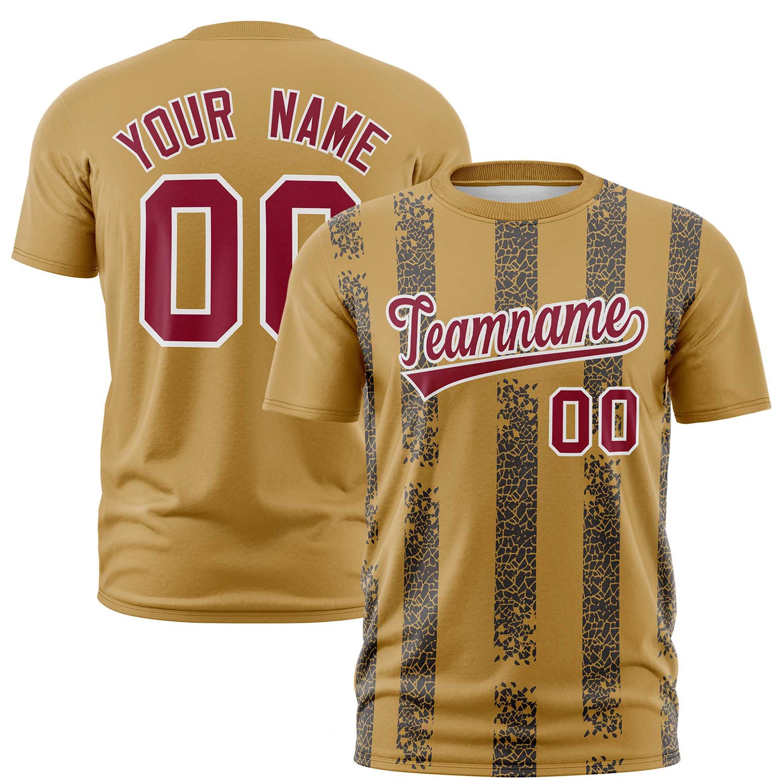 Custom Old Gold Navy Personalized Chunky Striped Pattern Performance T-Shirt
