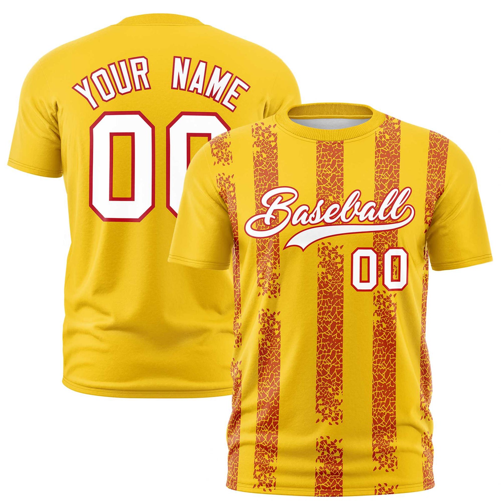 Custom Gold01 Orange Personalized Chunky Striped Pattern Performance T-Shirt