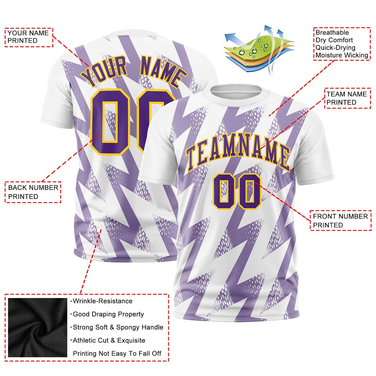 Custom White Crew neck Wheel Triangle Design Performance T-Shirt