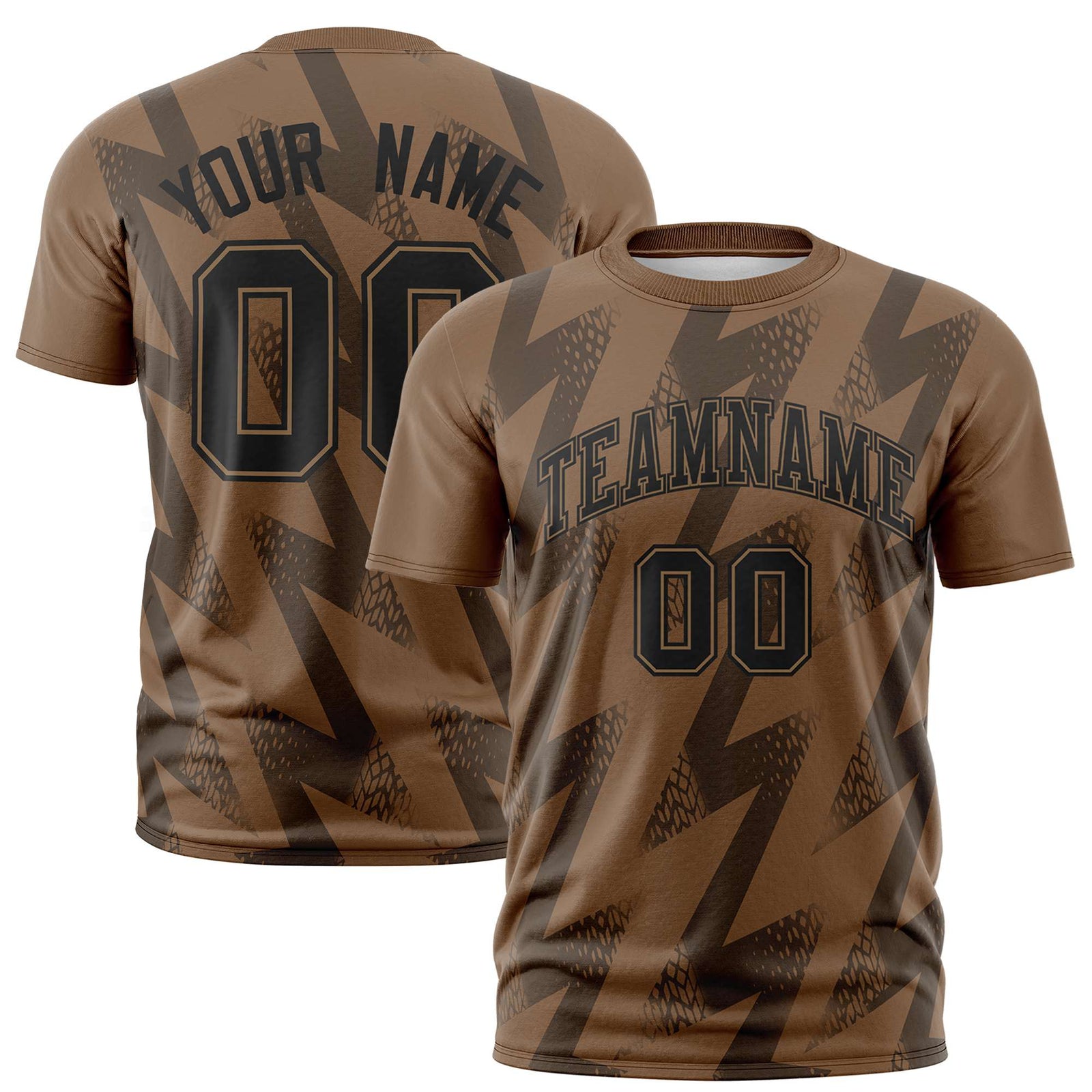 Custom Brown Crew neck Wheel Triangle Design Performance T-Shirt