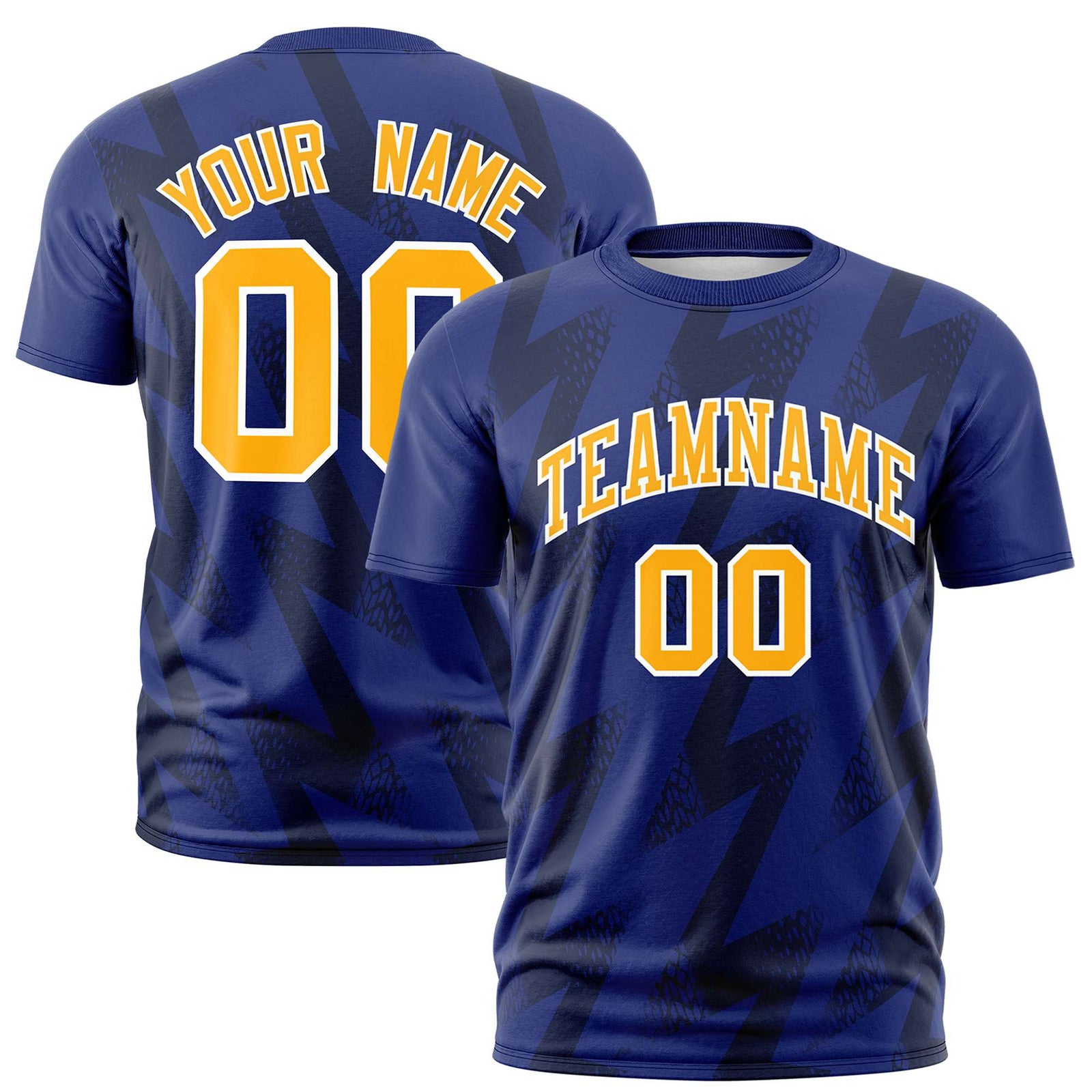 Custom Royal Blue Crew neck Wheel Triangle Design Performance T-Shirt