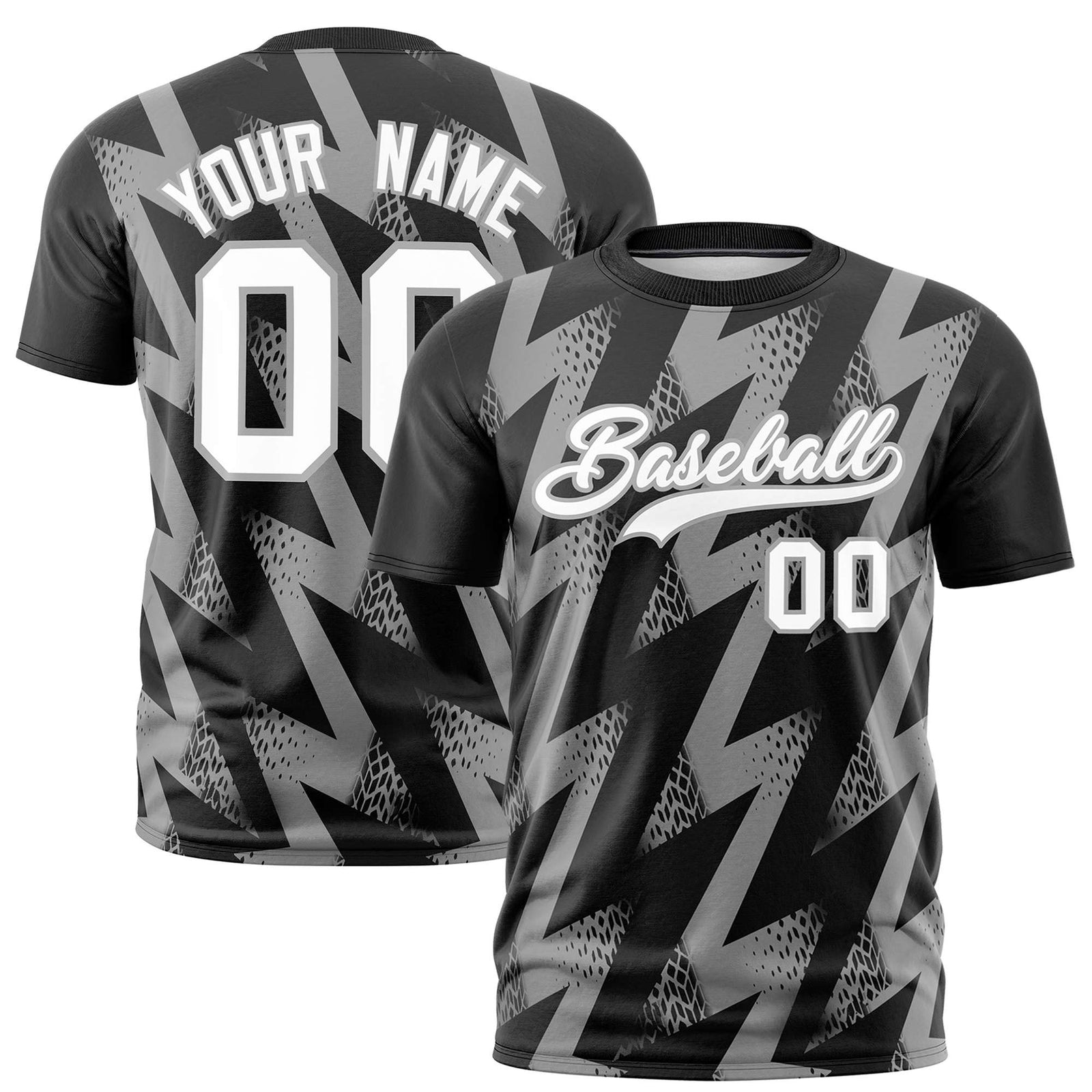 Custom Black Crew neck Wheel Triangle Design Performance T-Shirt