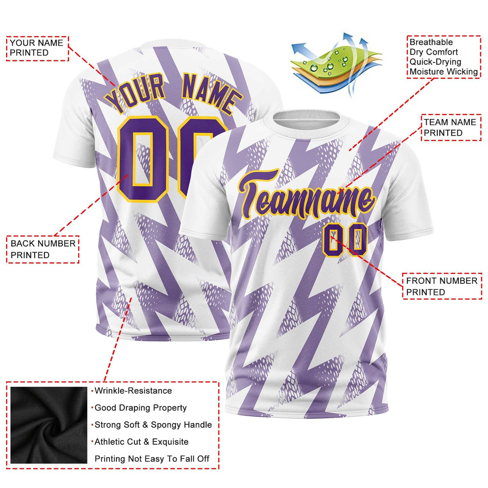 Custom White Crew neck Wheel Triangle Design Performance T-Shirt