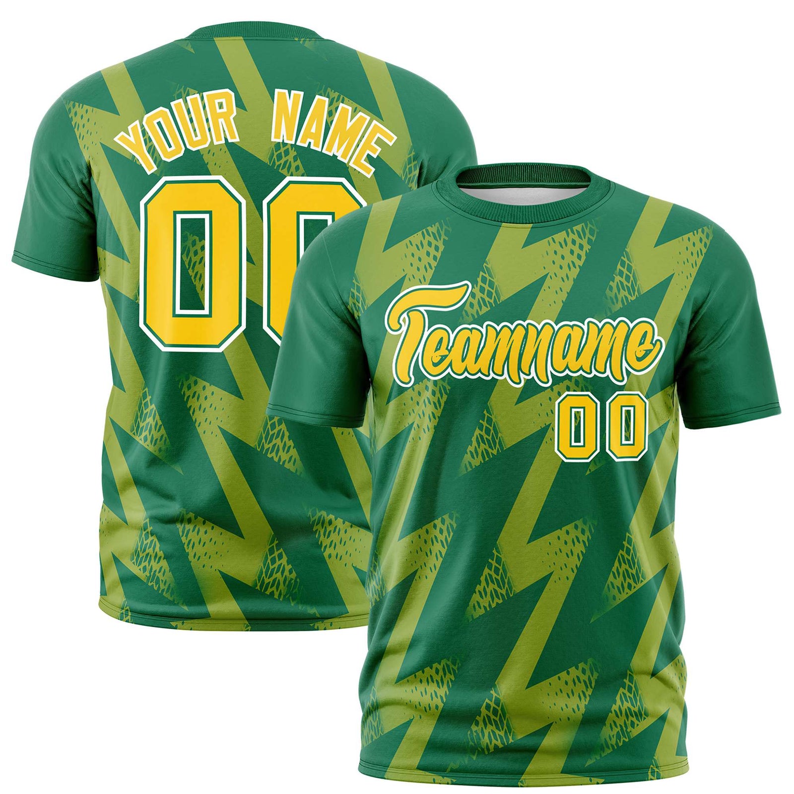 Custom Kelly Green Crew neck Wheel Triangle Design Performance T-Shirt