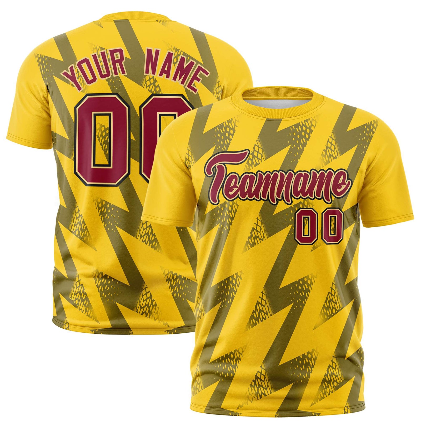 Custom Gold-01 Crew neck Wheel Triangle Design Performance T-Shirt