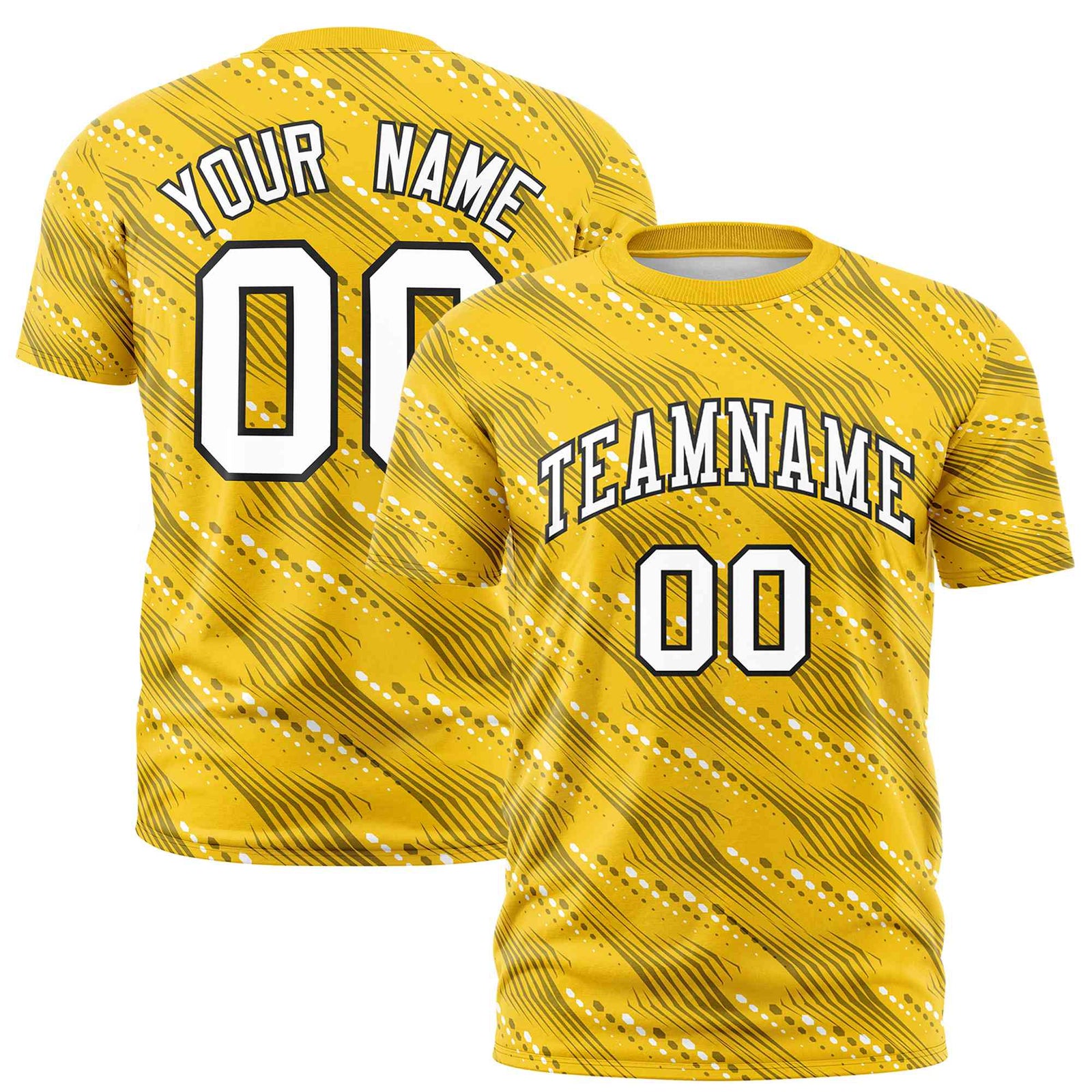 Custom Gold01 Black-White Personalized Dotted Line Graffiti Pattern Performance T-Shirt