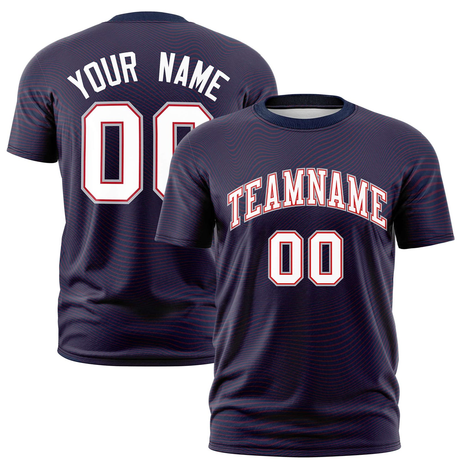Custom Navy White Personalized High Wire Pattern Performance T-Shirt