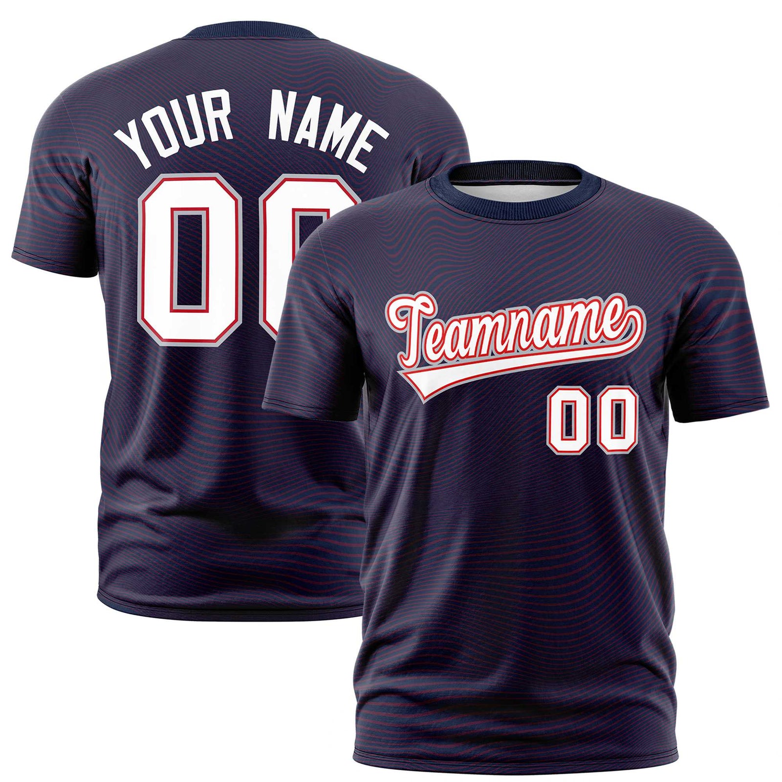 Custom Navy White Personalized High Wire Pattern Performance T-Shirt