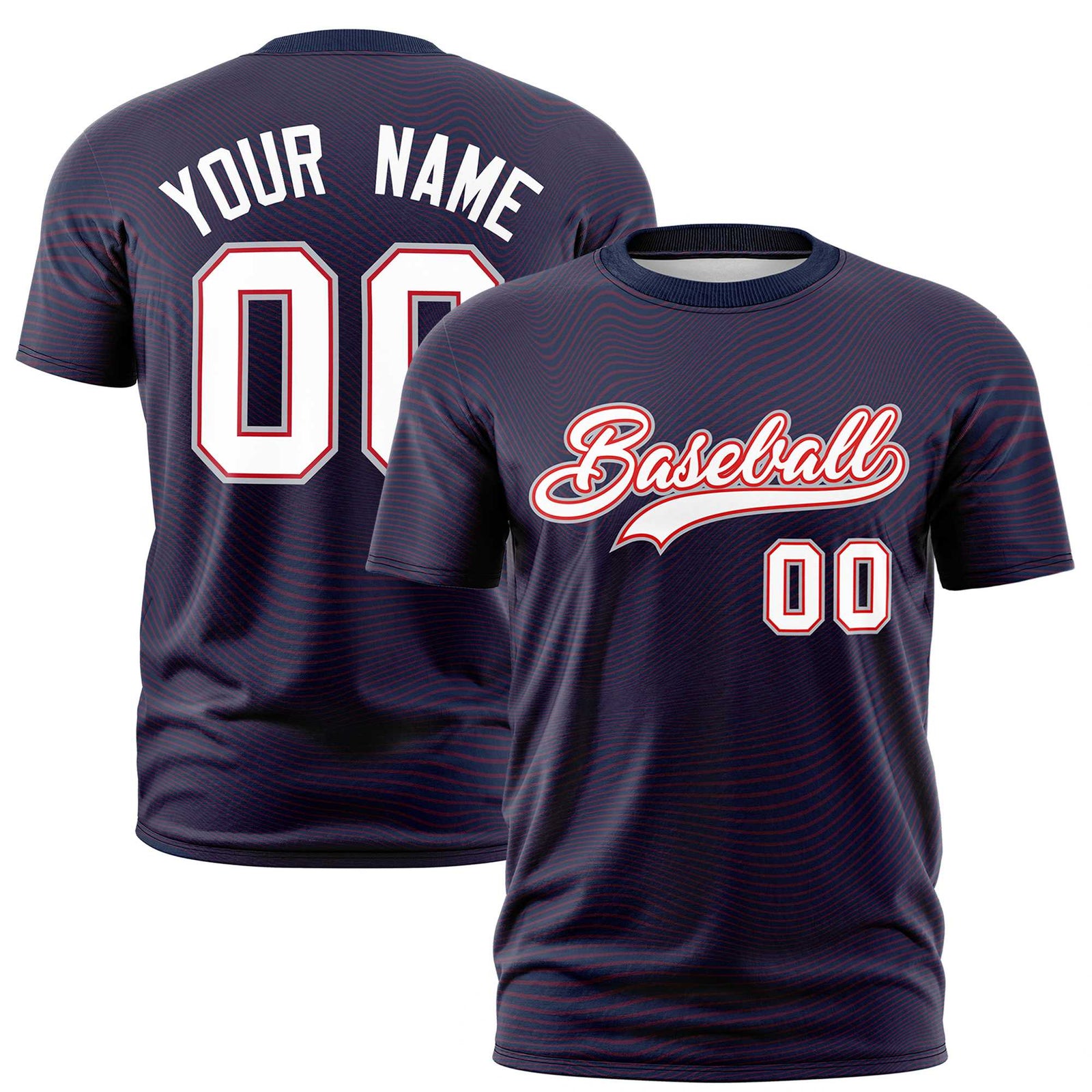 Custom Navy White Personalized High Wire Pattern Performance T-Shirt