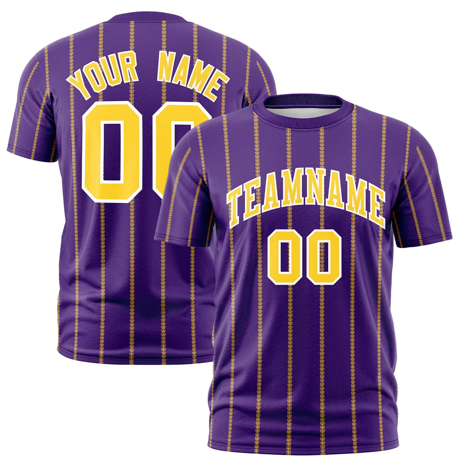 Custom Purple Gold01 Personalized Vertical Stripe Pattern Performance T-Shirt