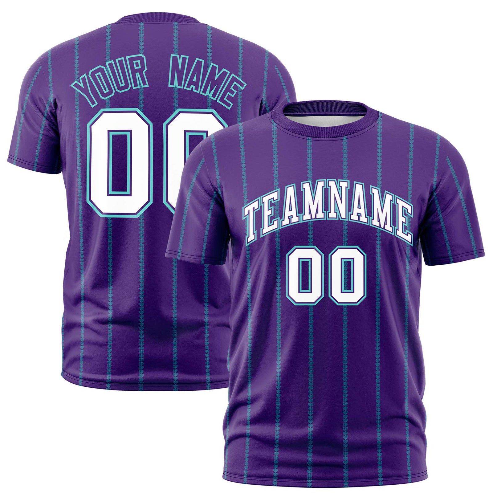 Custom Purple Aqua Personalized Vertical Stripe Pattern Performance T-Shirt