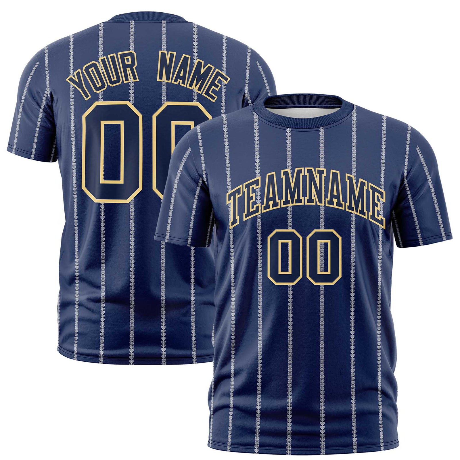 Custom Navy White Personalized Vertical Stripe Pattern Performance T-Shirt