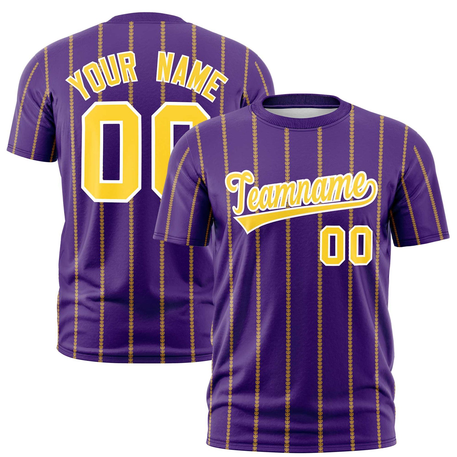 Custom Purple Gold01 Personalized Vertical Stripe Pattern Performance T-Shirt