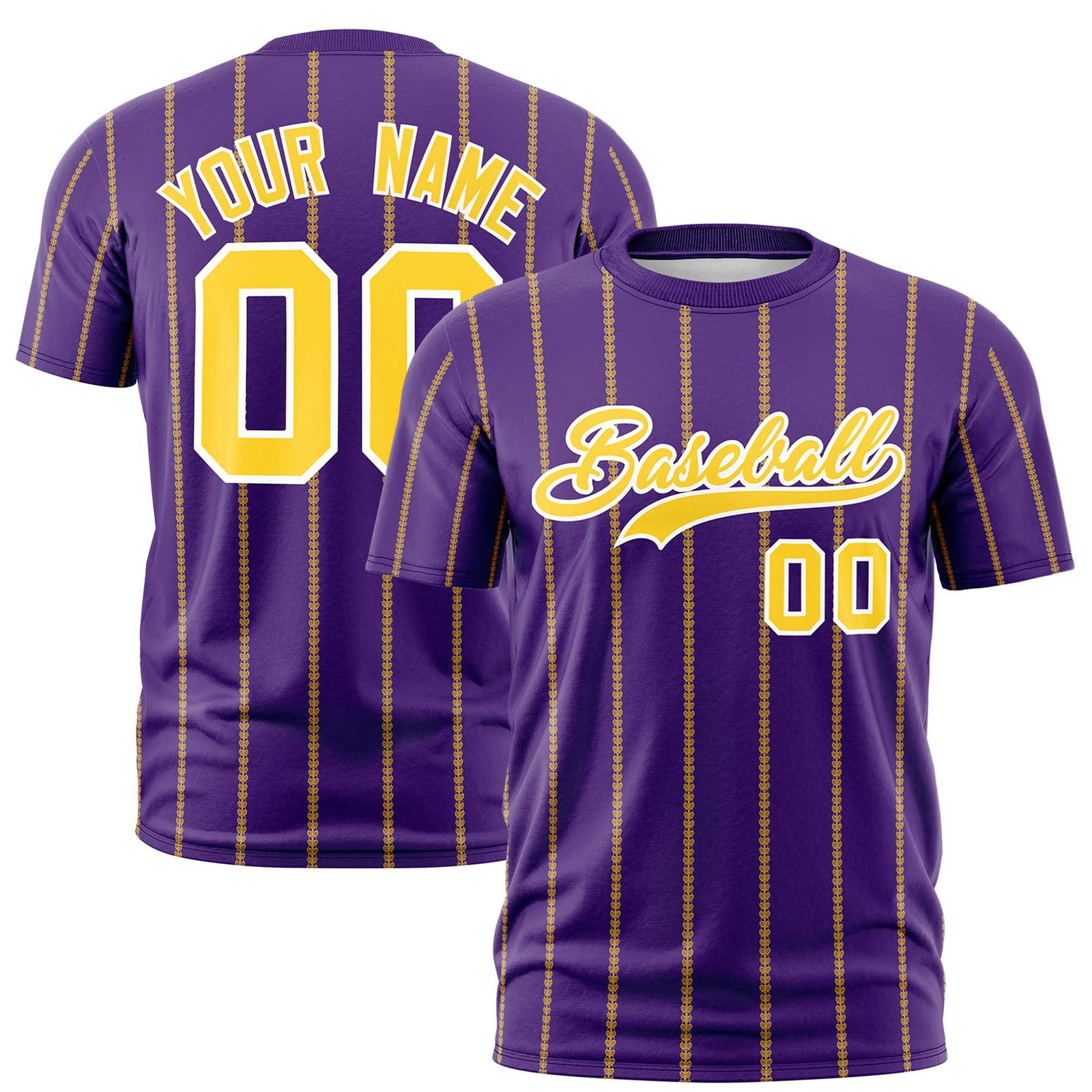 Custom Purple Gold01 Personalized Vertical Stripe Pattern Performance T-Shirt