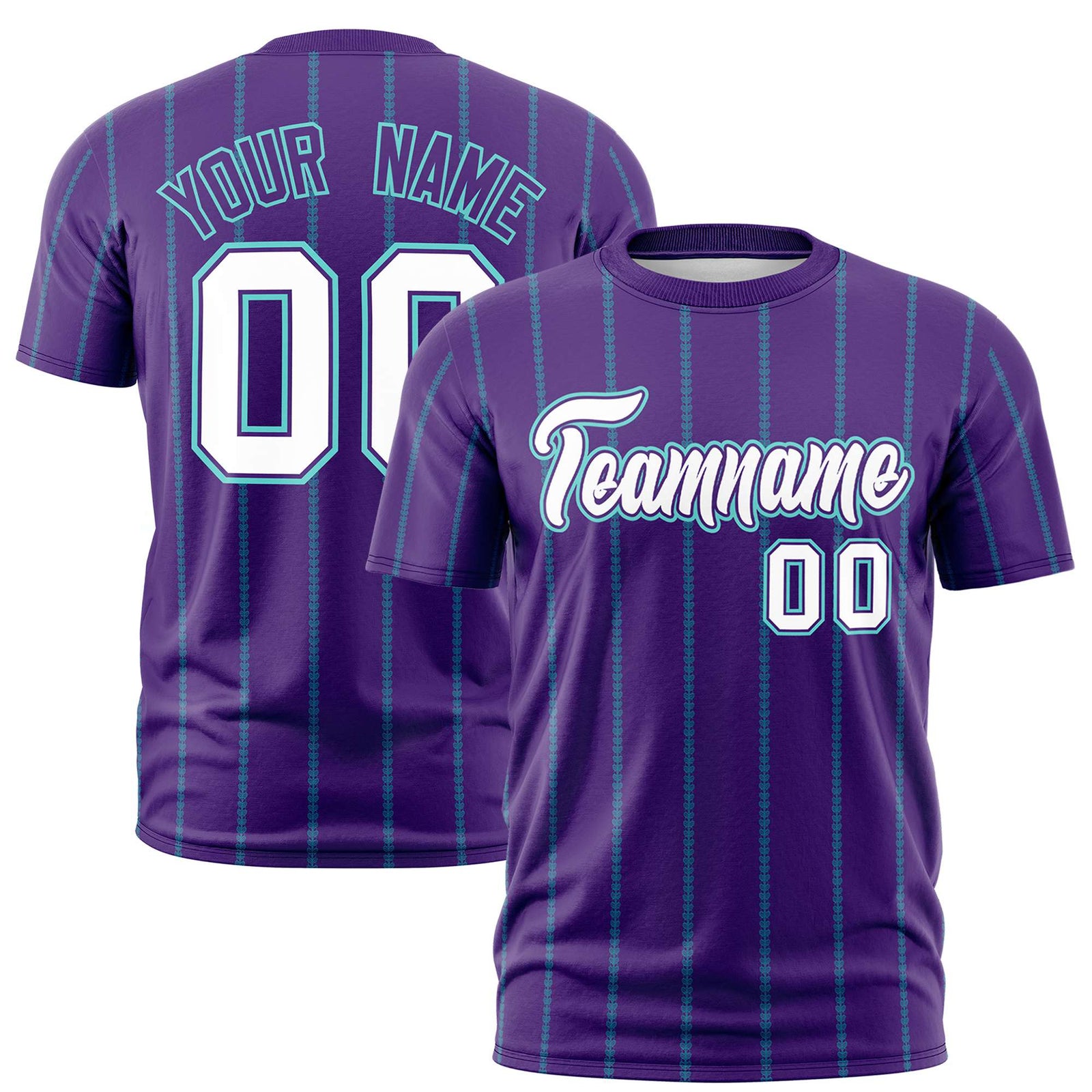 Custom Purple Aqua Personalized Vertical Stripe Pattern Performance T-Shirt