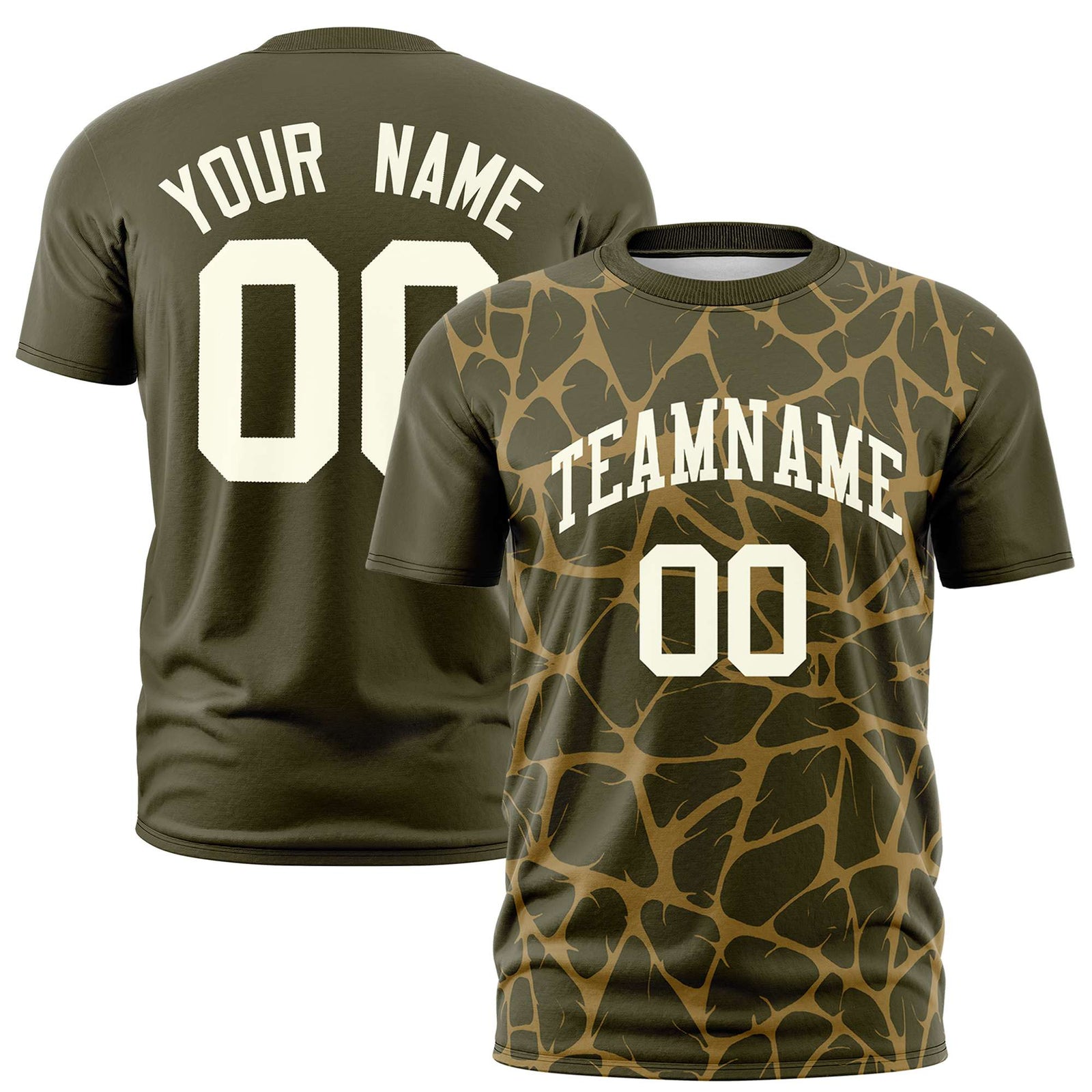 Custom Olive Old Gold 3D Pattern Design Abstract Network Performance T-Shirt