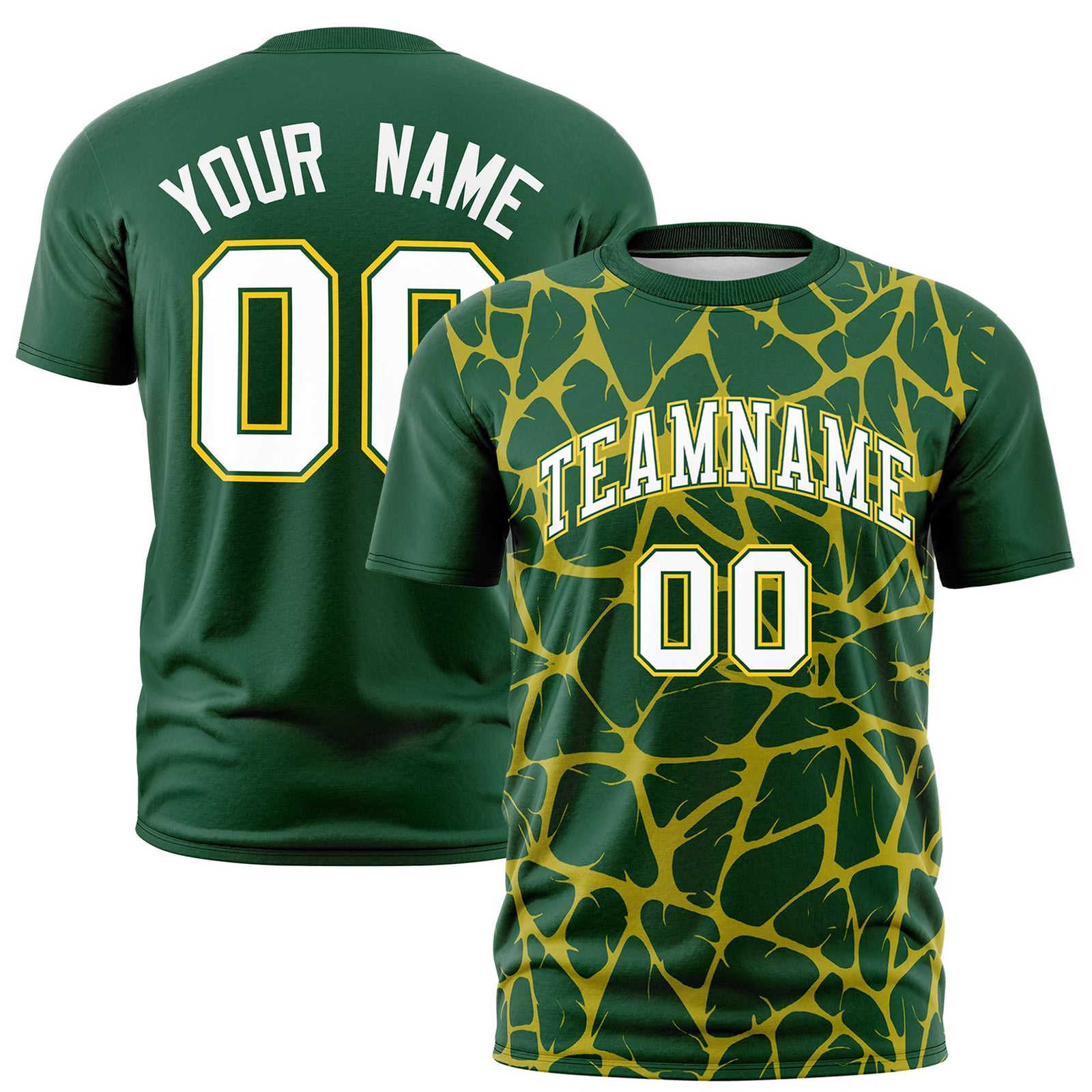 Custom Green Old Gold 3D Pattern Design Abstract Network Performance T-Shirt