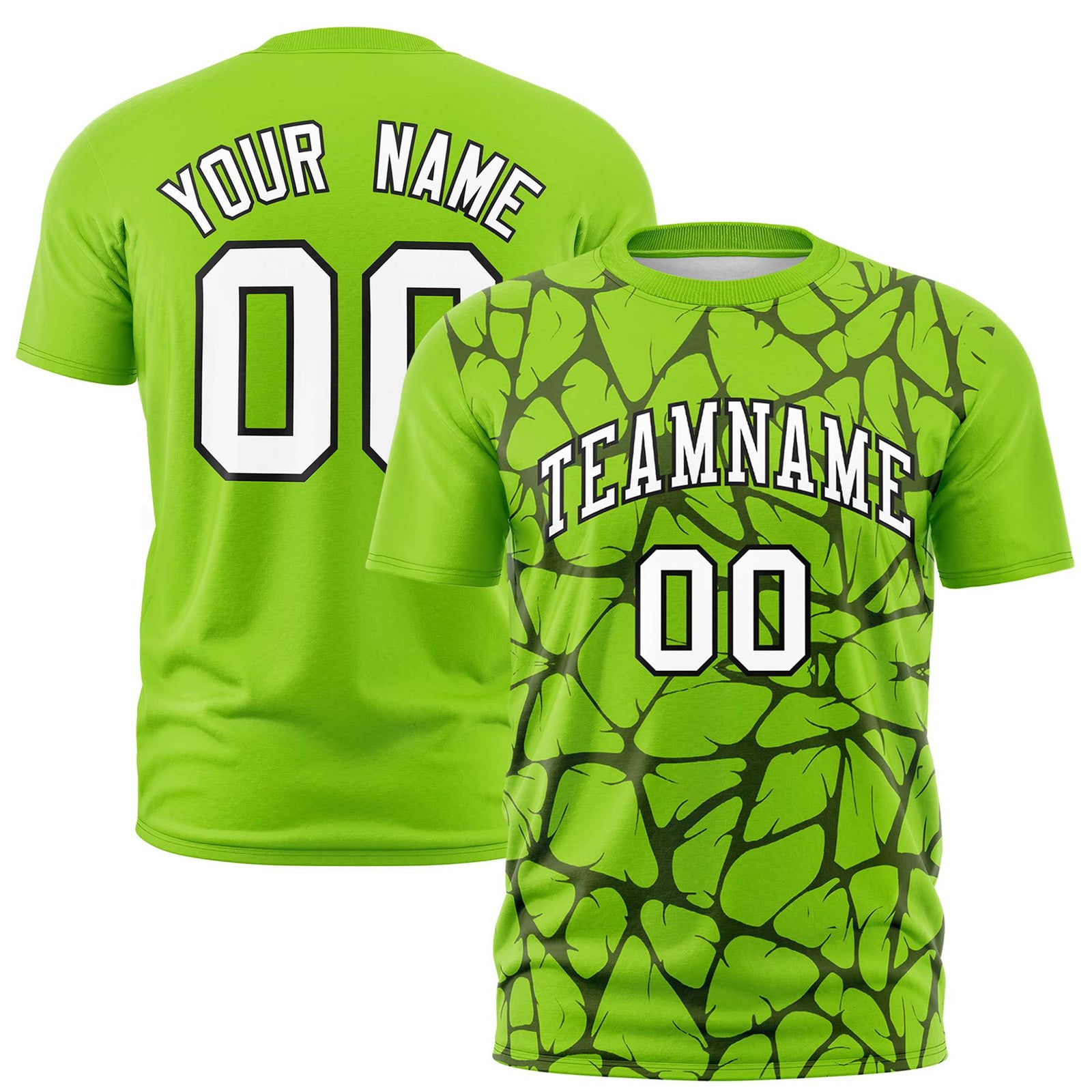 Custom Neon Green Black 3D Pattern Design Abstract Network Performance T-Shirt