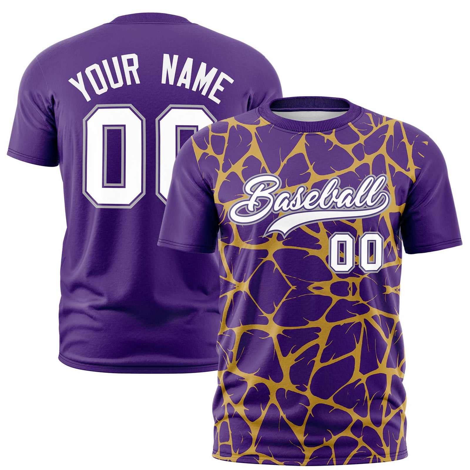 Custom Purple Gold-01 3D Pattern Design Abstract Network Performance T-Shirt