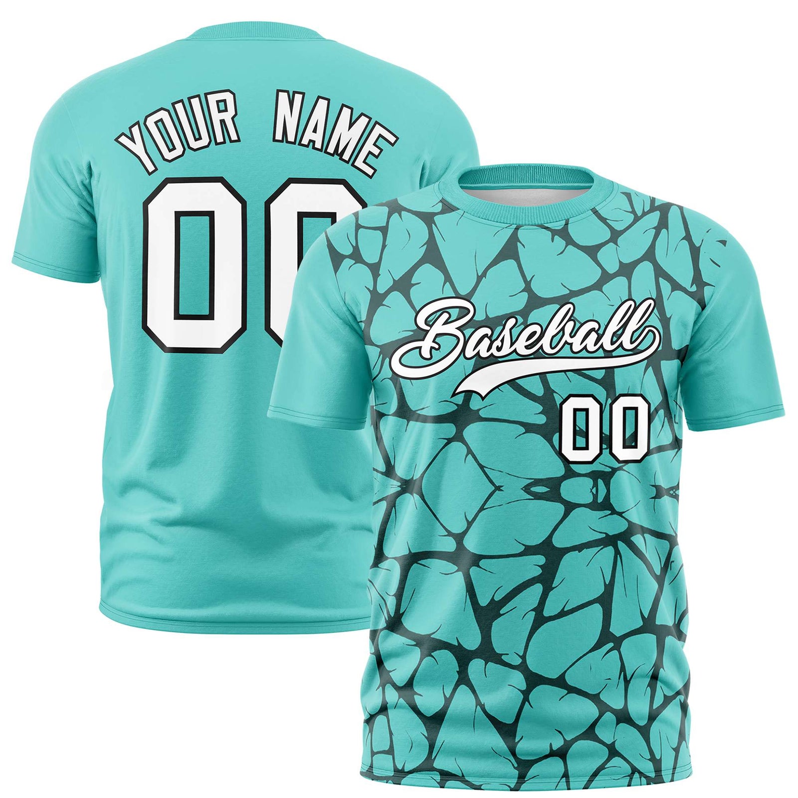 Custom Bringht Green Black 3D Pattern Design Abstract Network Performance T-Shirt