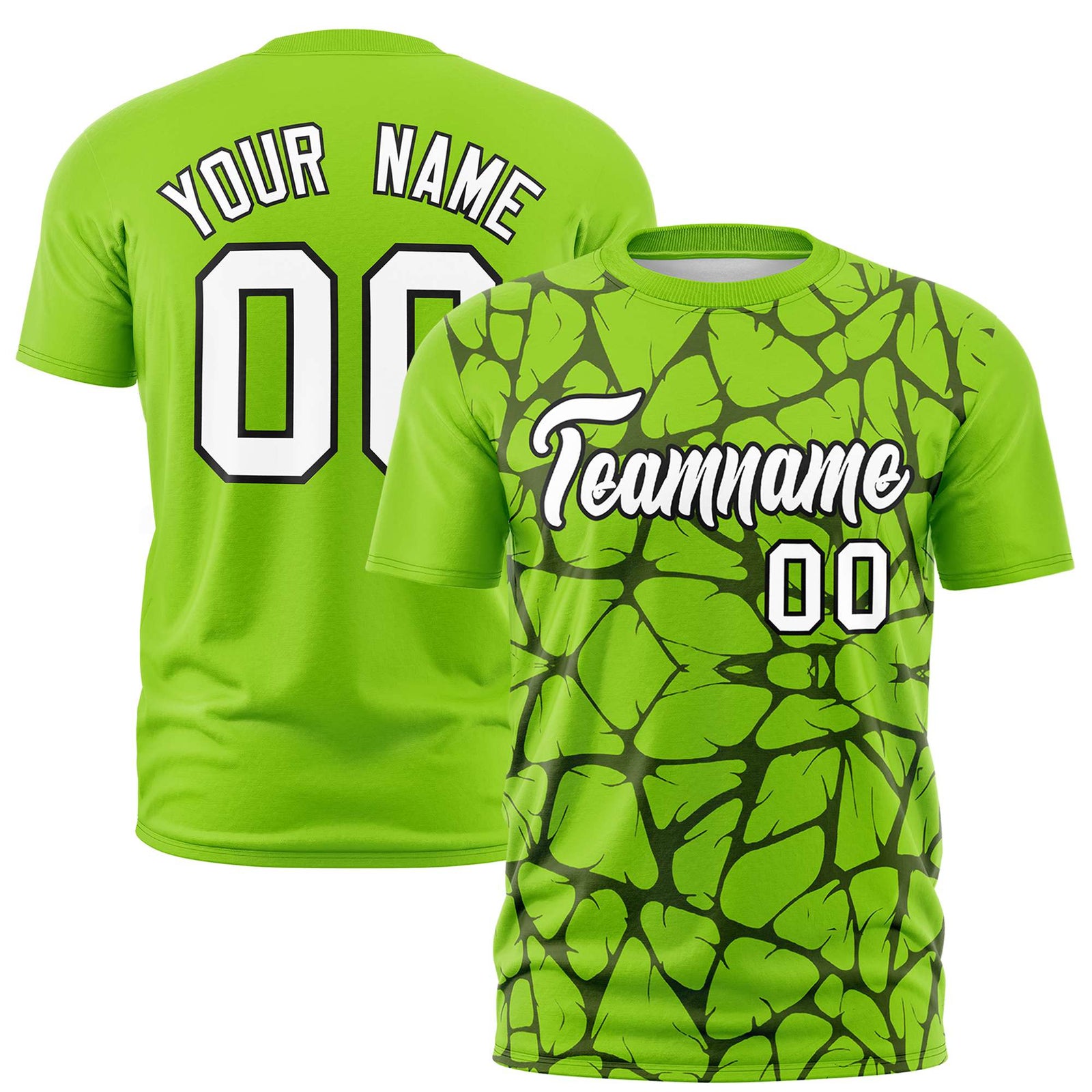 Custom Neon Green Black 3D Pattern Design Abstract Network Performance T-Shirt