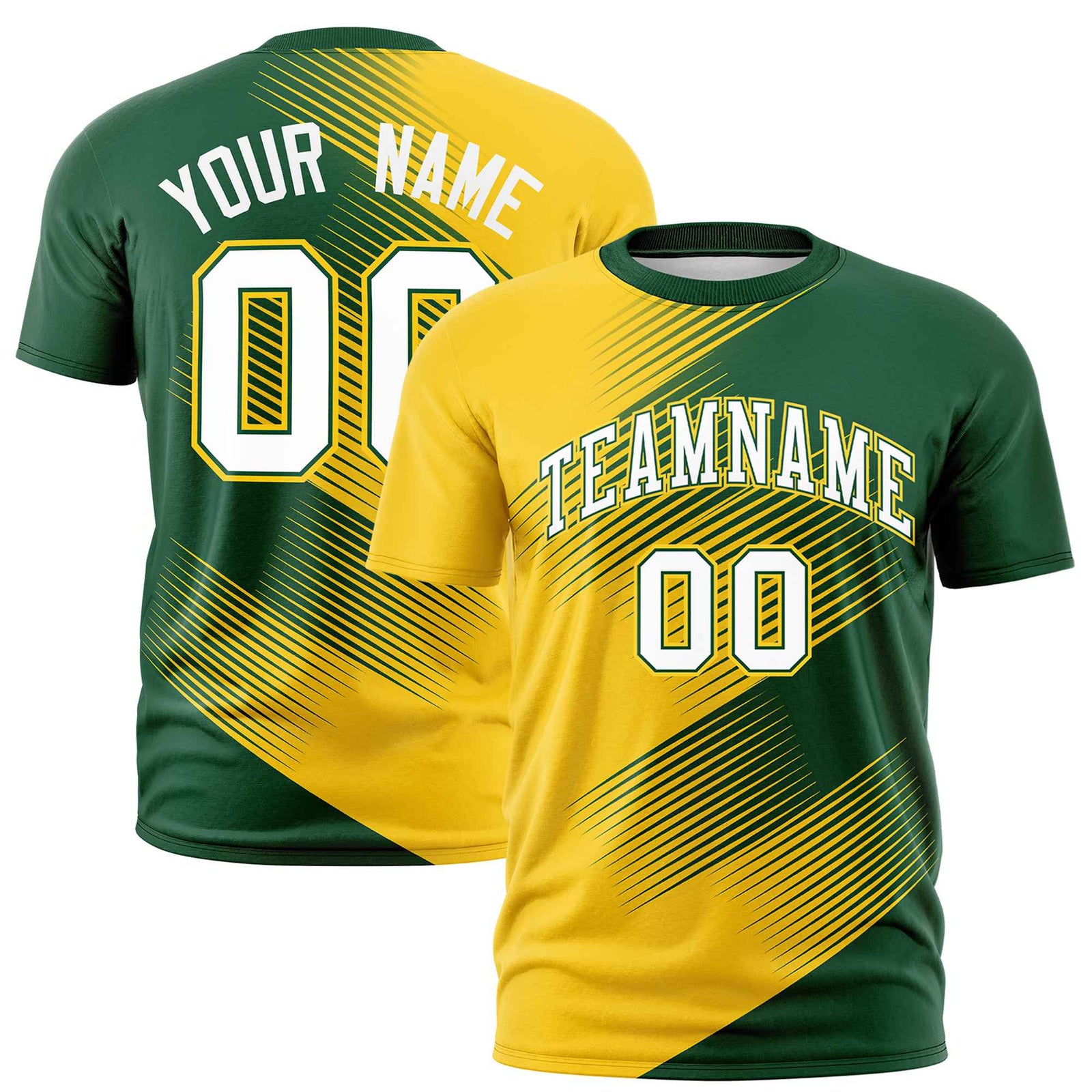 Custom Gold-01 Green 3D Pattern Design Gradient Slope Shapes Performance T-Shirt