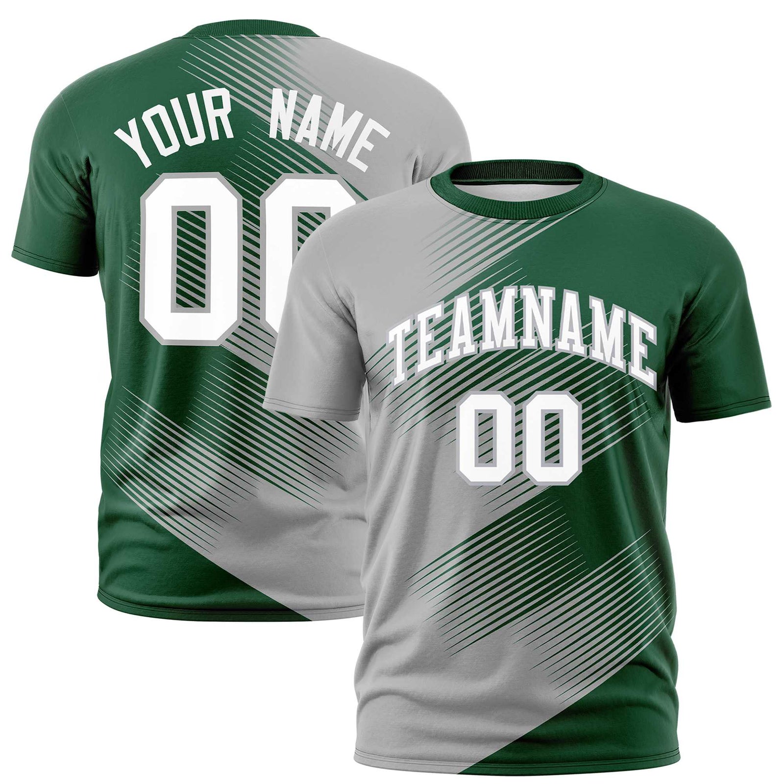 Custom Green Gray 3D Pattern Design Gradient Slope Shapes Performance T-Shirt