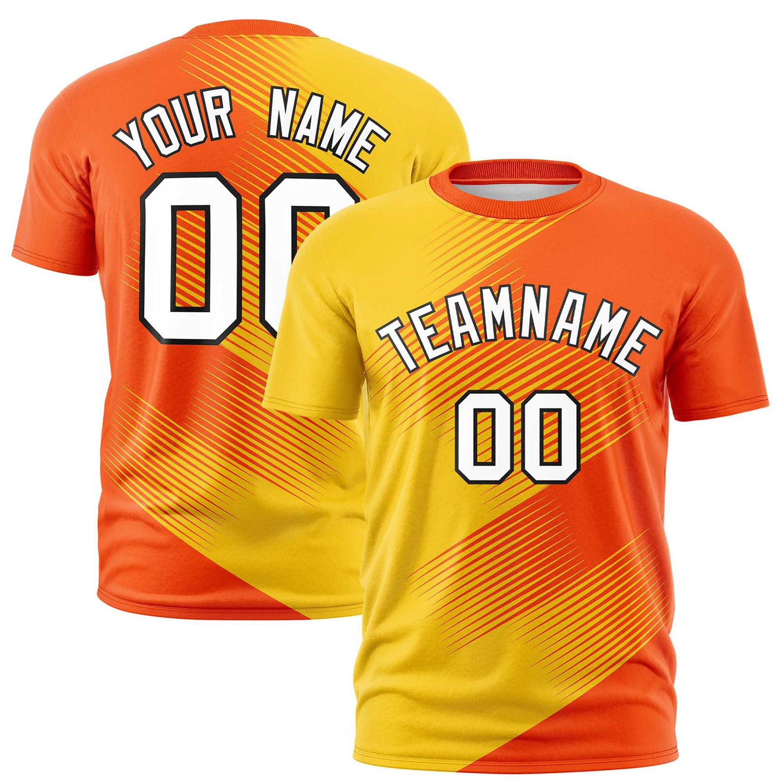 Custom Gold-01 Orange 3D Pattern Design Gradient Slope Shapes Performance T-Shirt