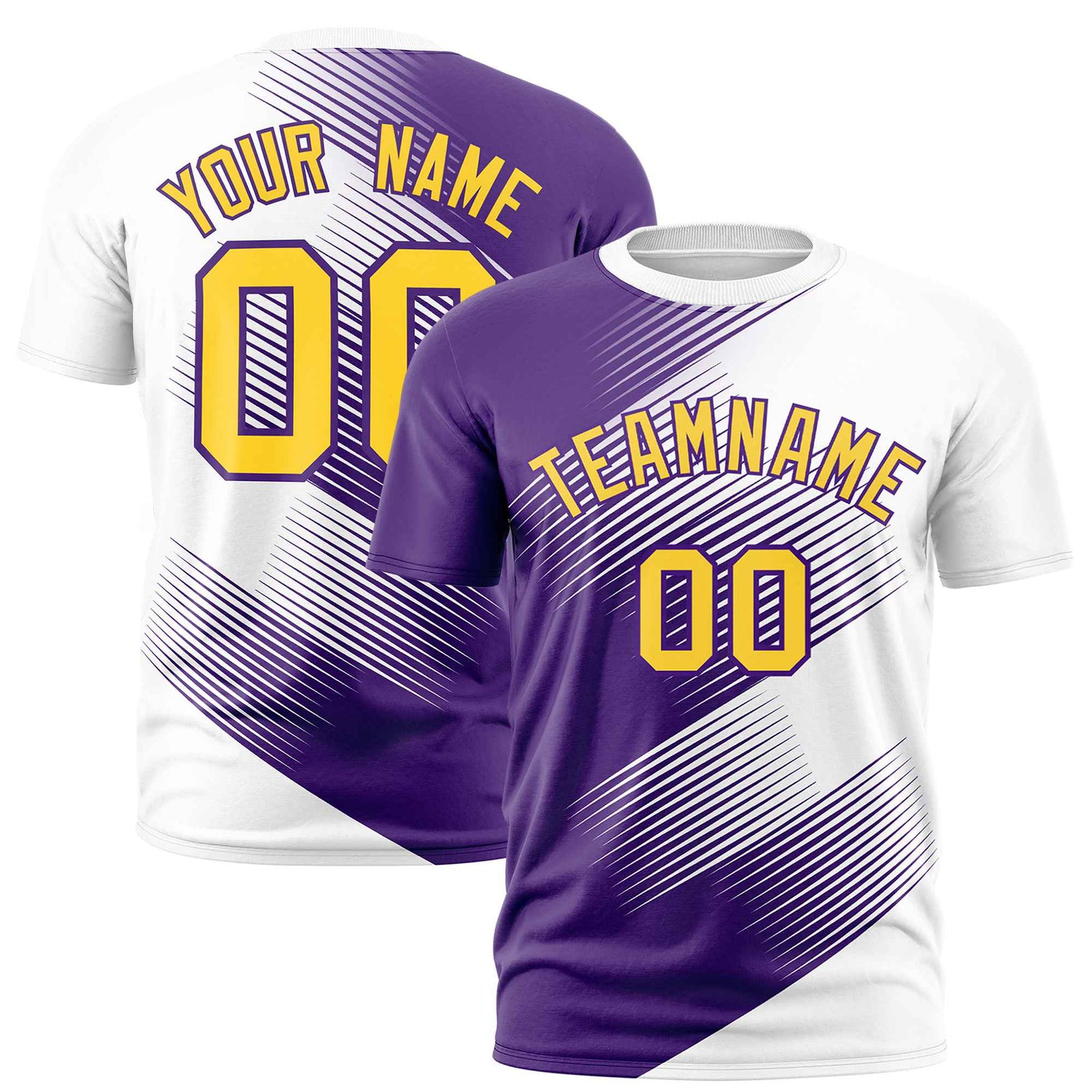 Custom White Purple 3D Pattern Design Gradient Slope Shapes Performance T-Shirt