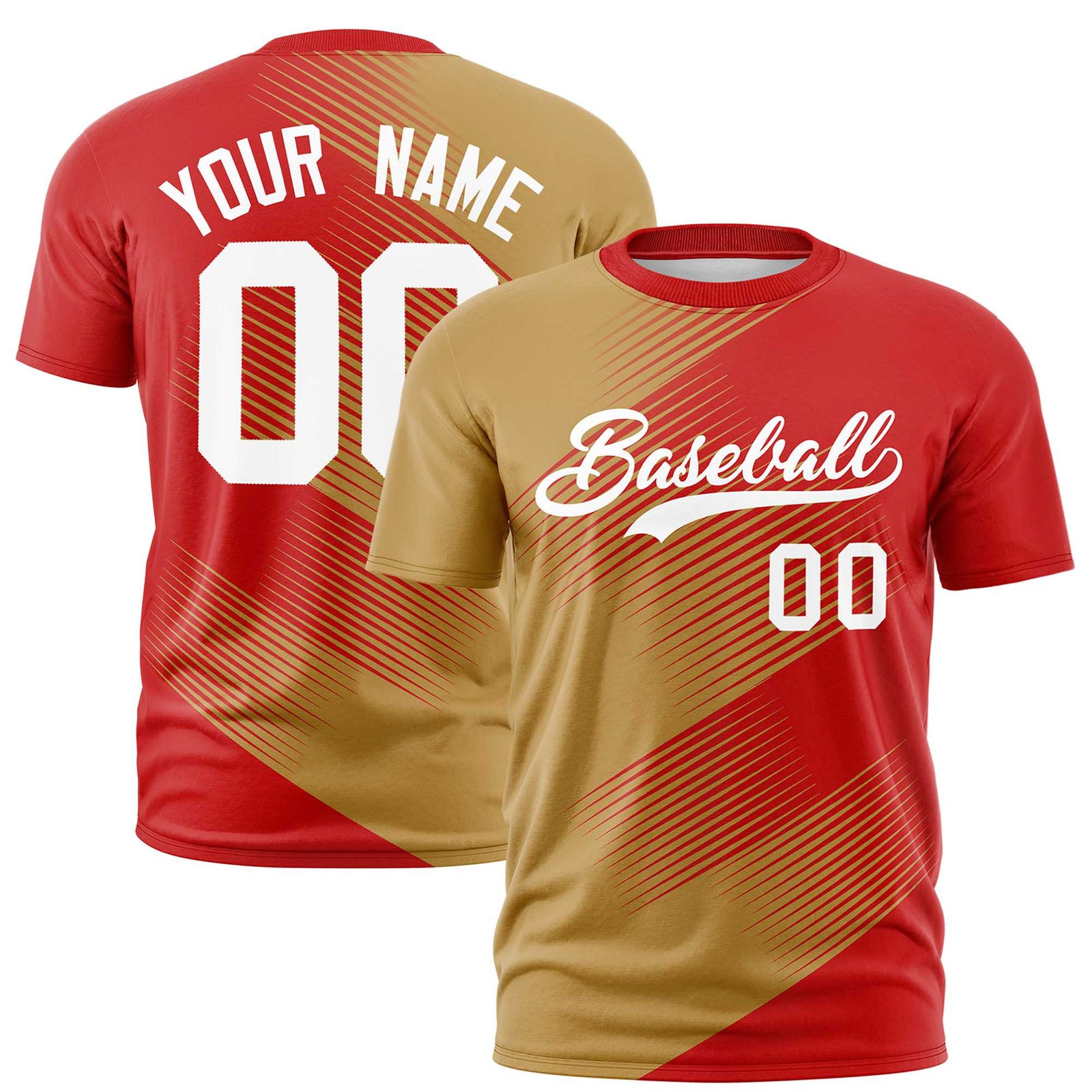Custom Navy Old Gold 3D Pattern Design Gradient Slope Shapes Performance T-Shirt
