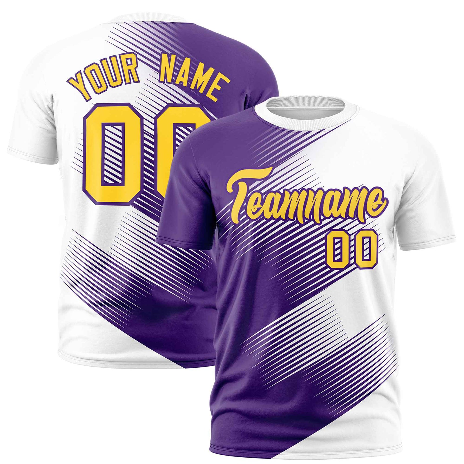 Custom White Purple 3D Pattern Design Gradient Slope Shapes Performance T-Shirt