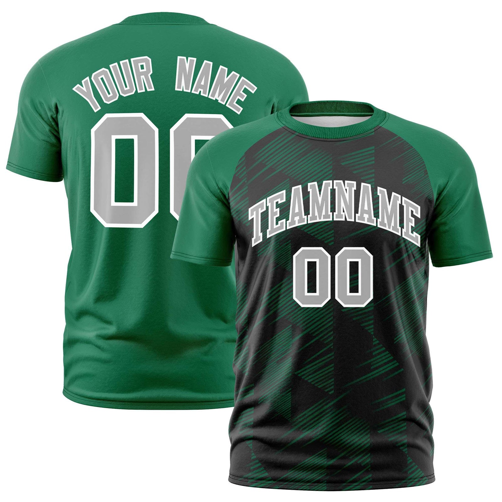 Custom Black Teal Crew neck Triangular Shapes Design Performance T-Shirt