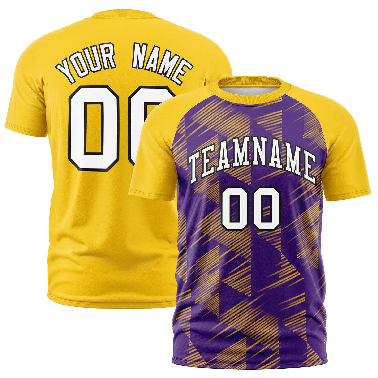 Custom Purple Gold-01 Crew neck Triangular Shapes Design Performance T-Shirt