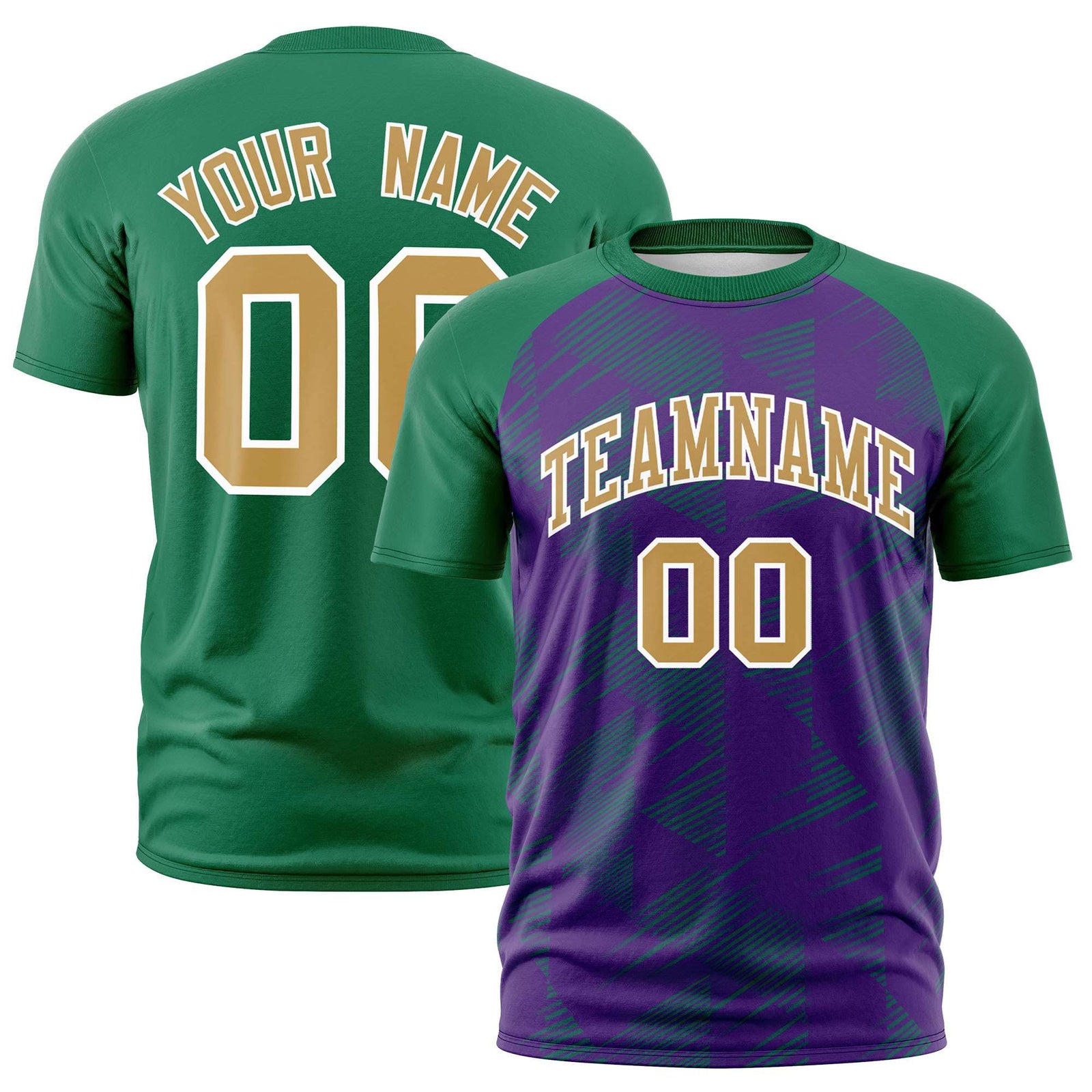 Custom Purple Teal Crew neck Triangular Shapes Design Performance T-Shirt