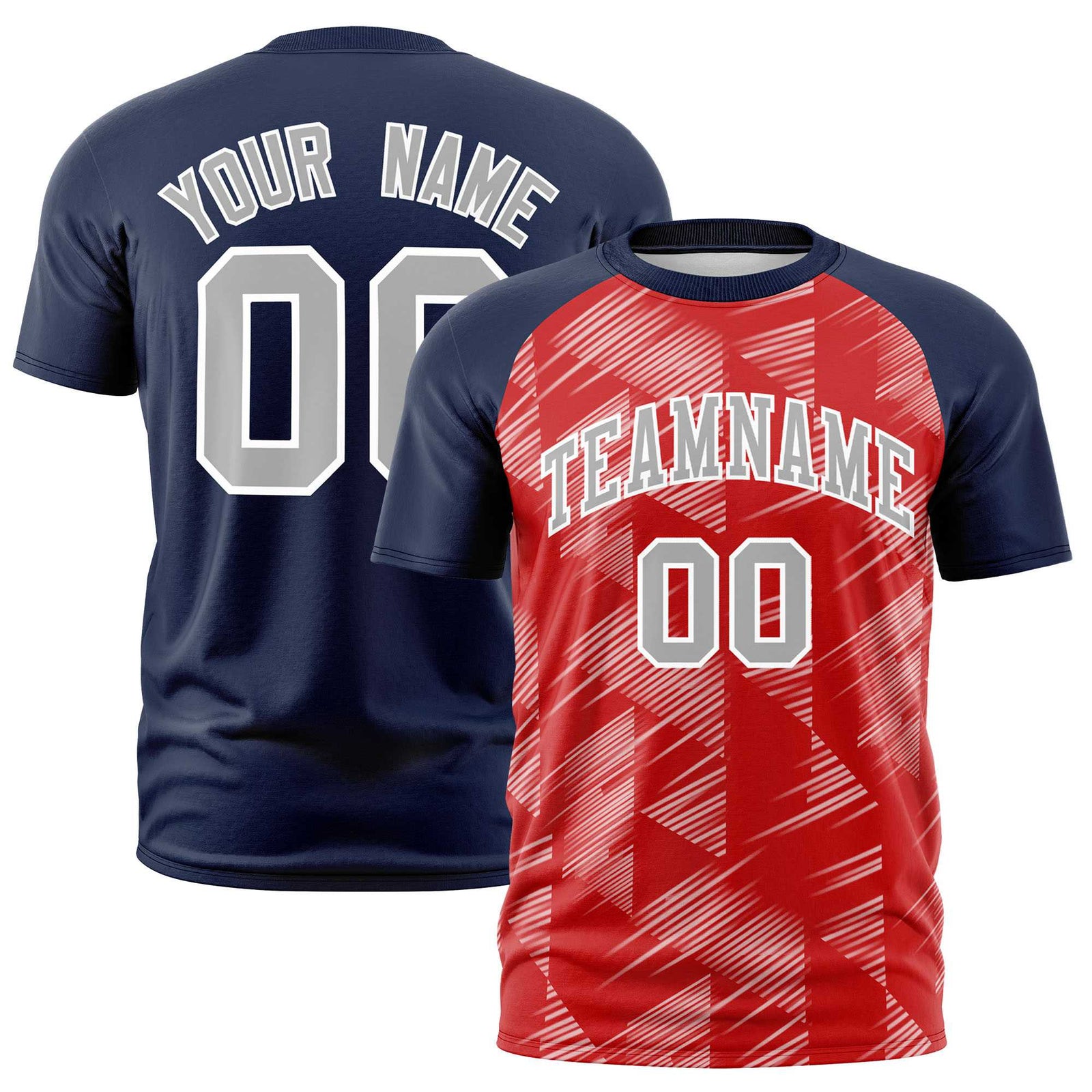 Custom Red Black Crew neck Triangular Shapes Design Performance T-Shirt