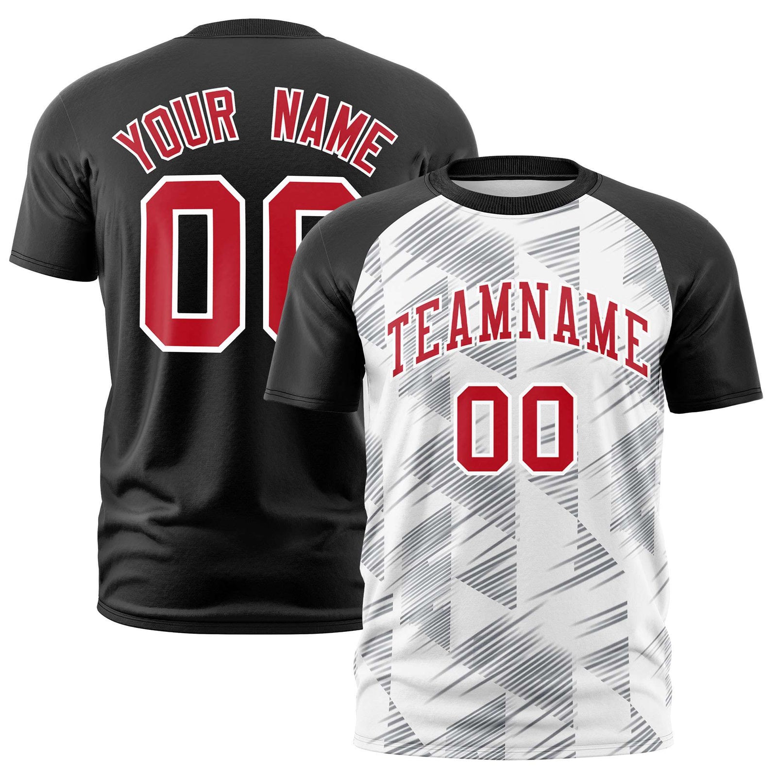 Custom White Black Crew neck Triangular Shapes Design Performance T-Shirt