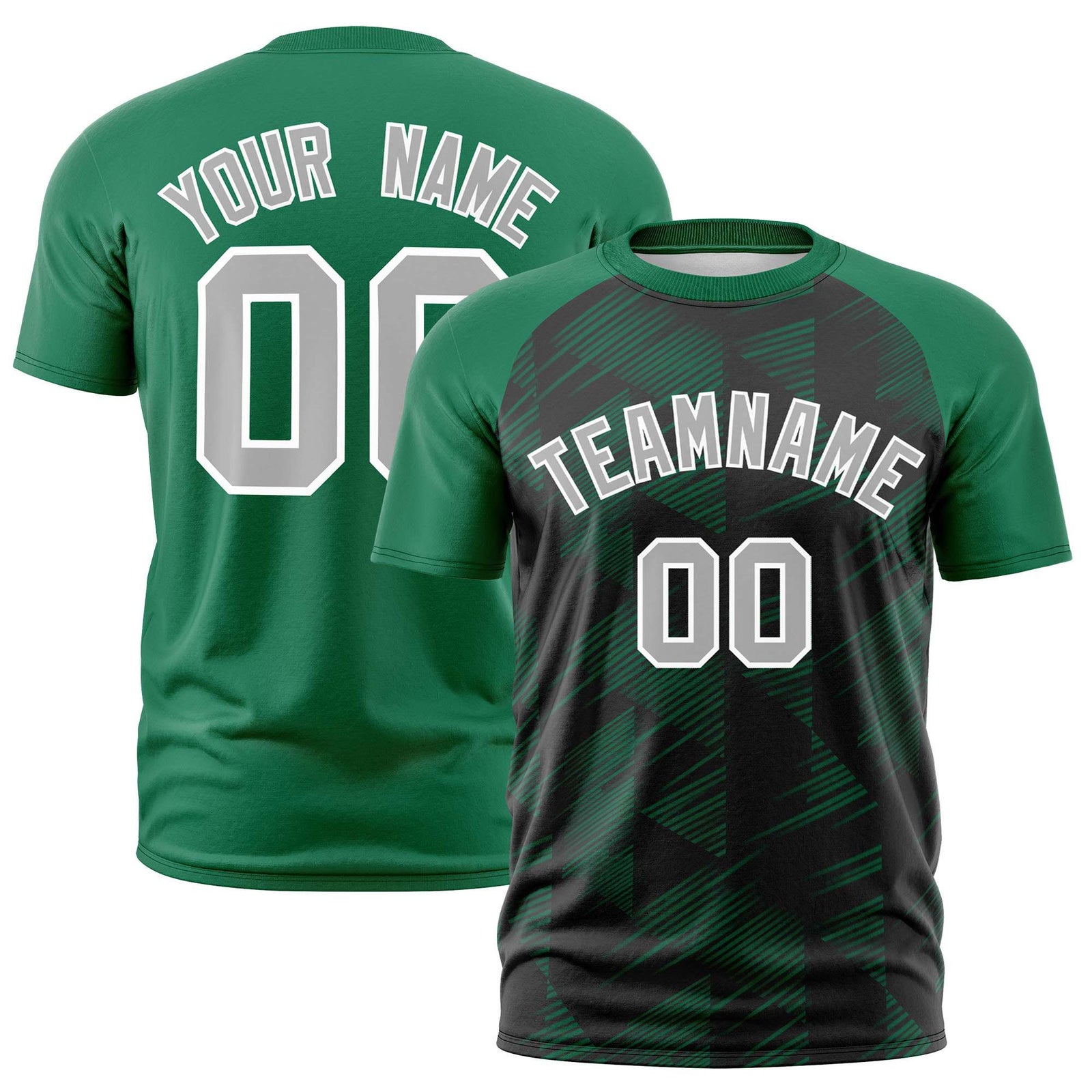 Custom Black Teal Crew neck Triangular Shapes Design Performance T-Shirt