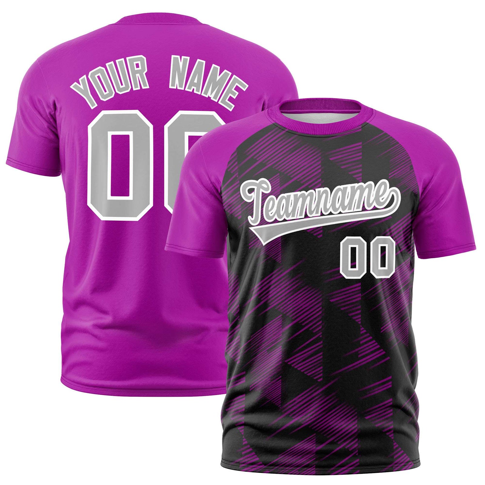 Custom Black Sky Blue Crew neck Triangular Shapes Design Performance T-Shirt