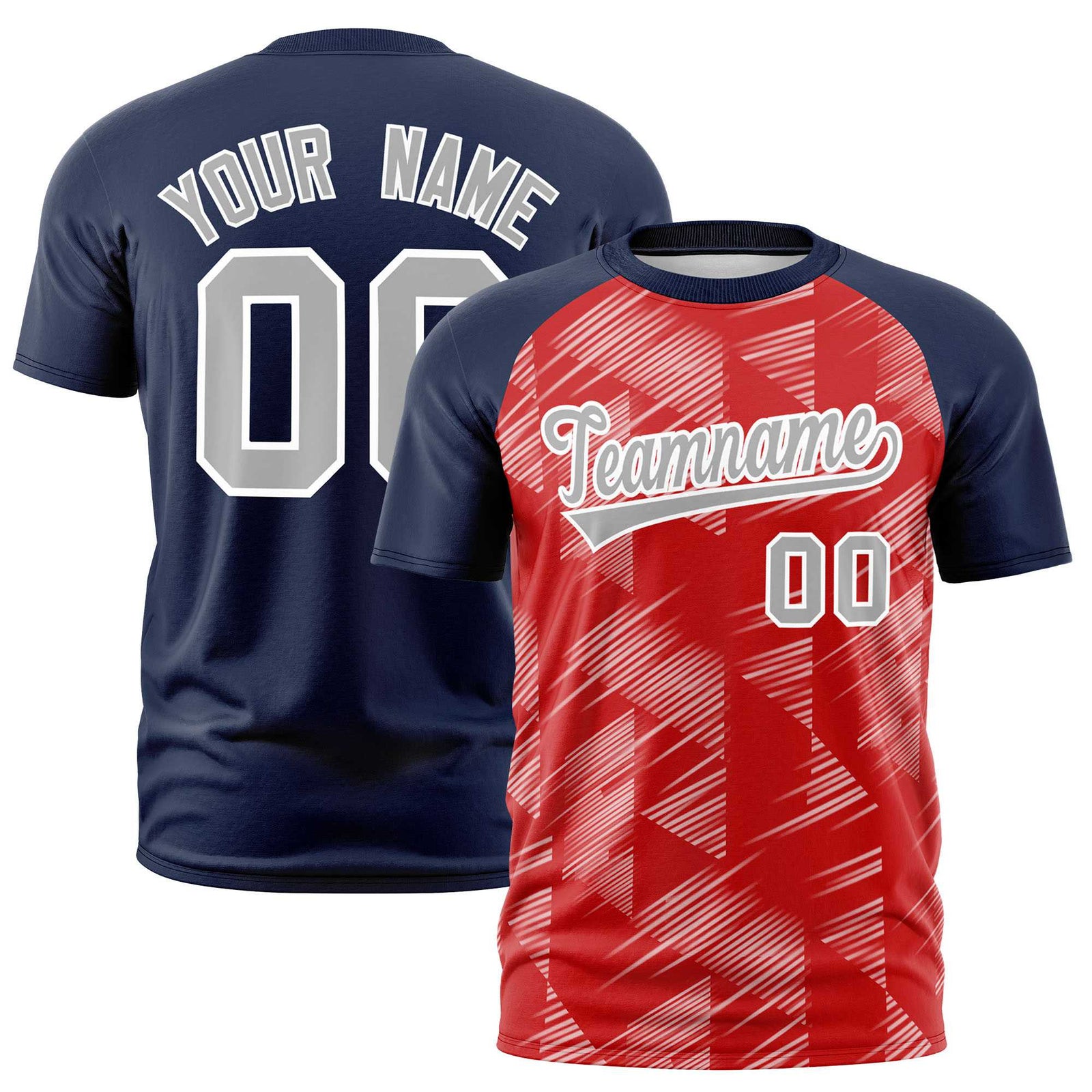 Custom Red Black Crew neck Triangular Shapes Design Performance T-Shirt