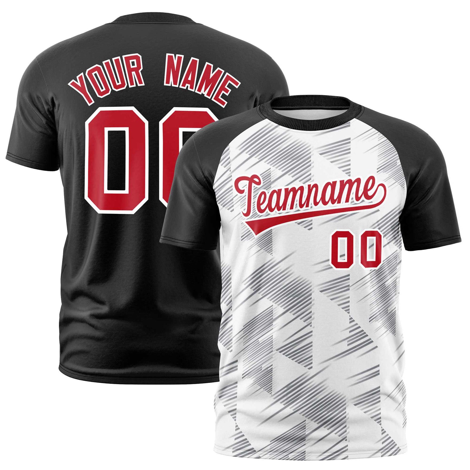 Custom White Black Crew neck Triangular Shapes Design Performance T-Shirt