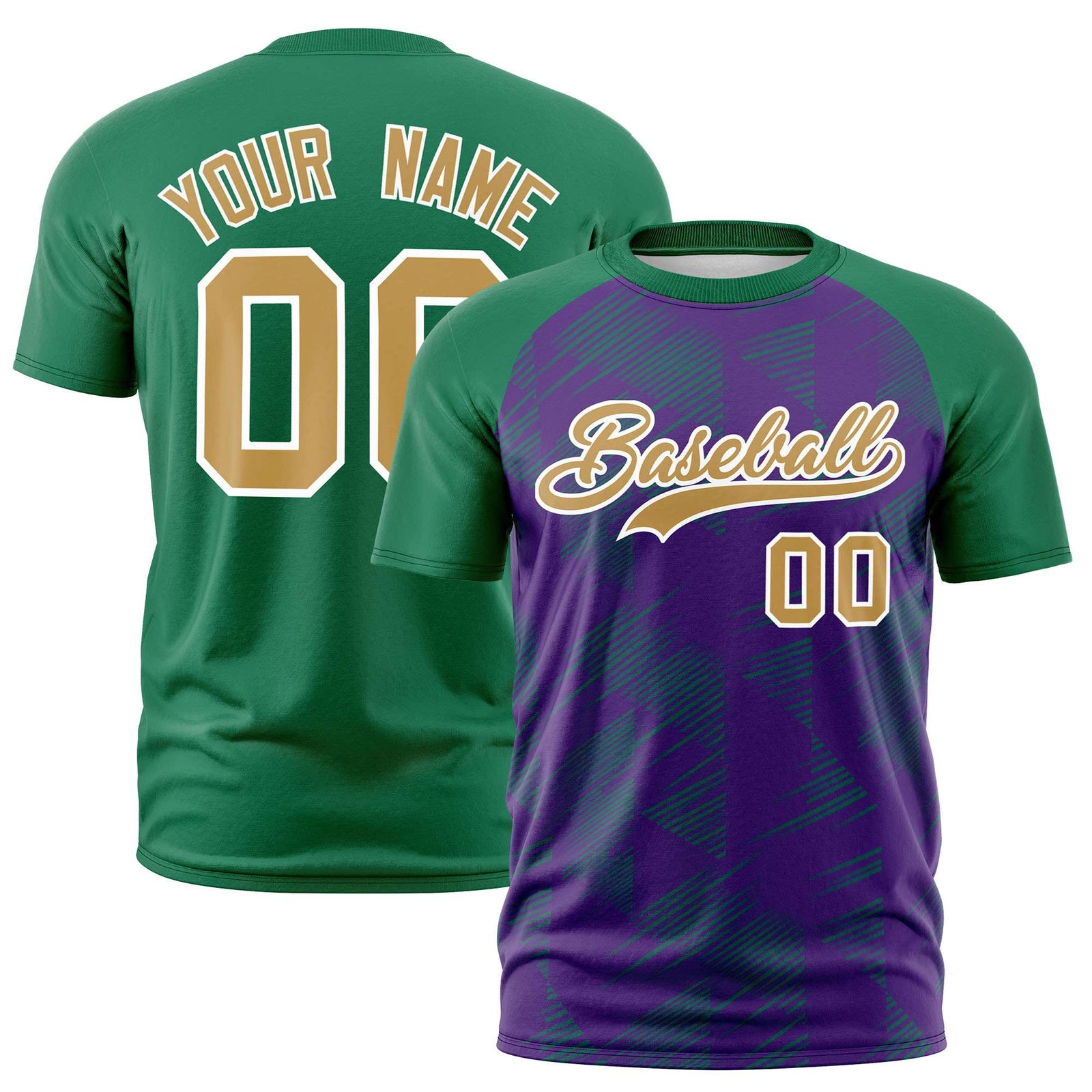 Custom Purple Teal Crew neck Triangular Shapes Design Performance T-Shirt