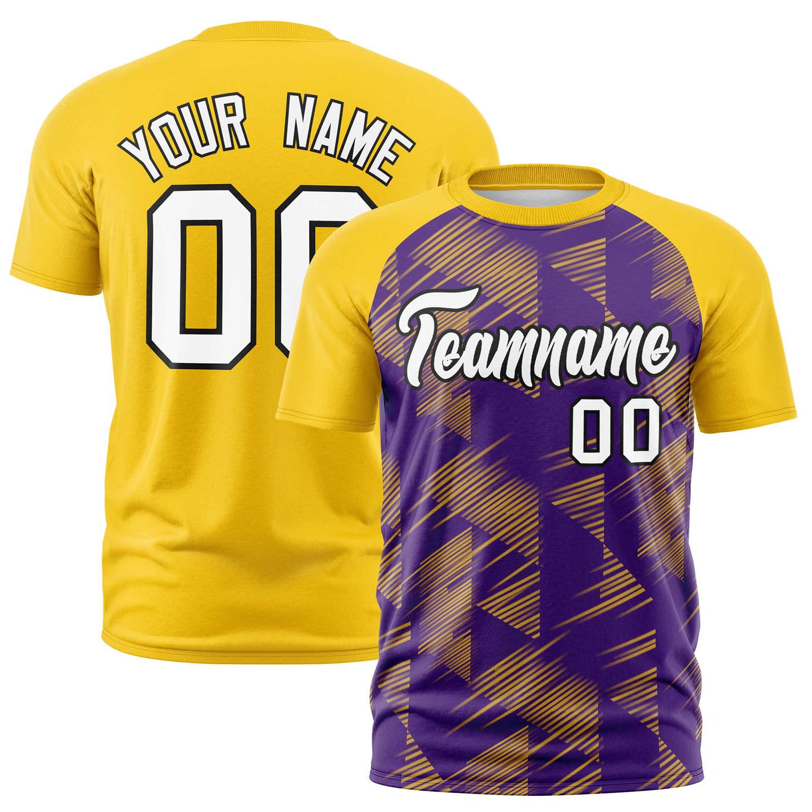 Custom Purple Gold-01 Crew neck Triangular Shapes Design Performance T-Shirt