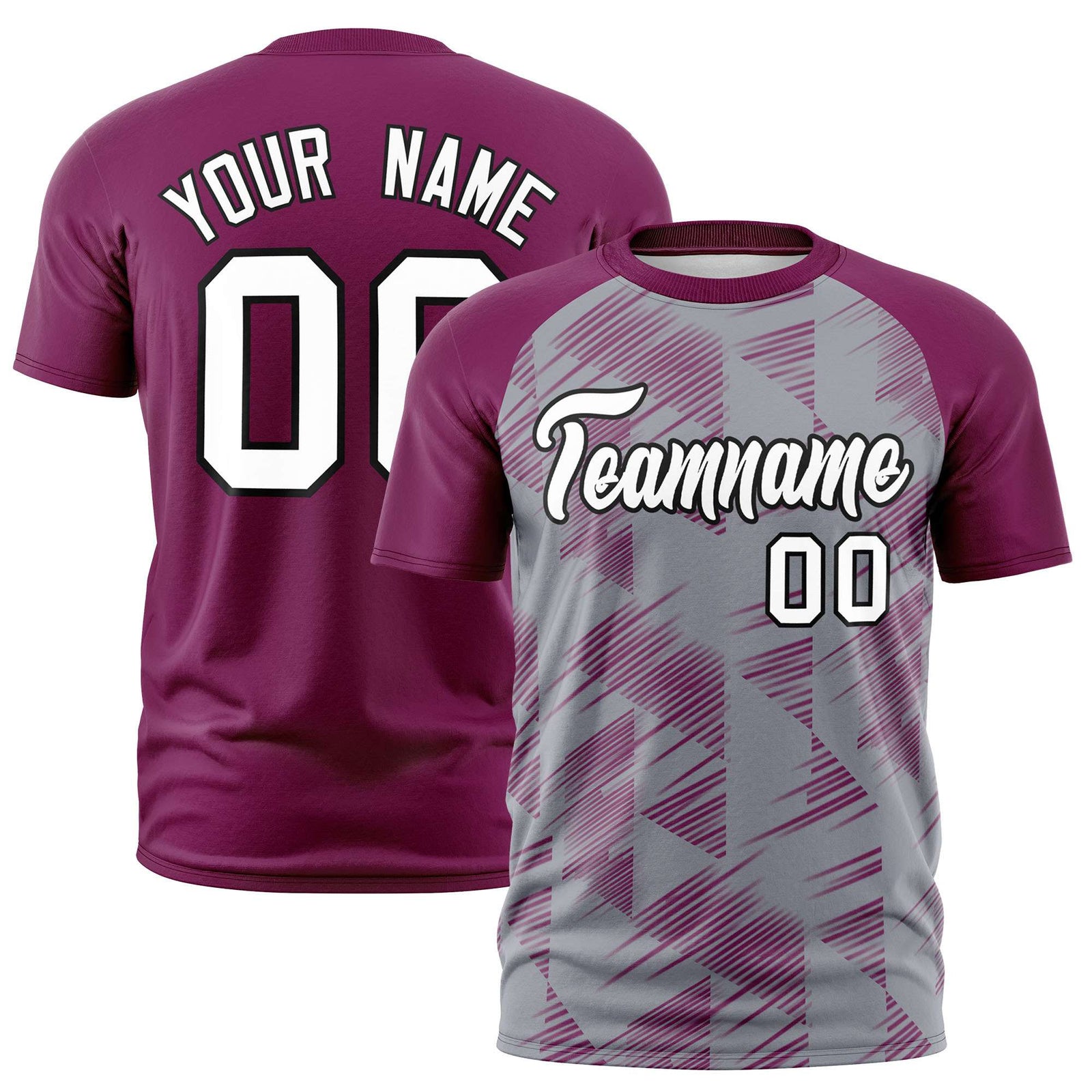 Custom Gray Red Crew neck Triangular Shapes Design Performance T-Shirt