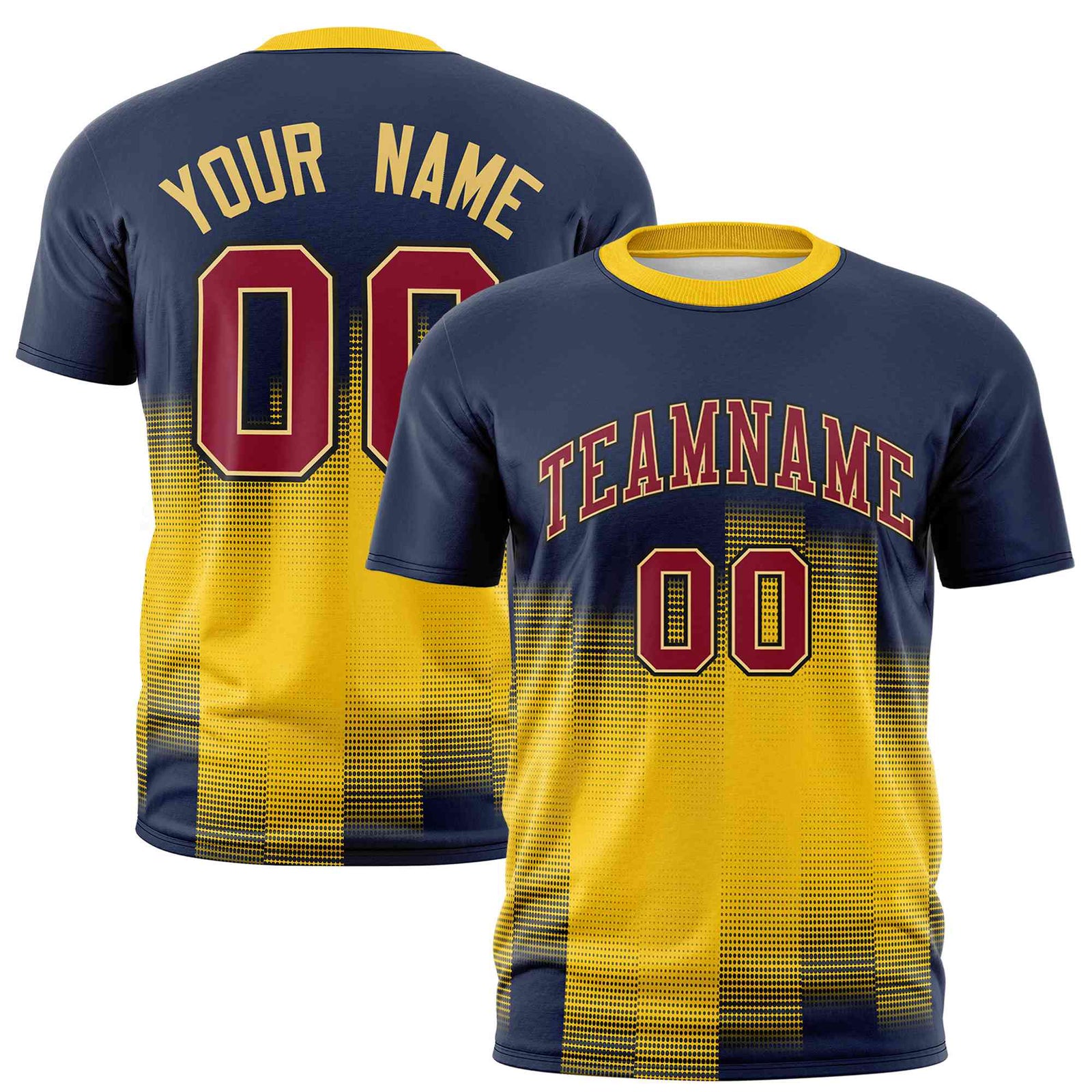 Custom Yellow Navy Gradient Fashion Design Performance T-Shirt