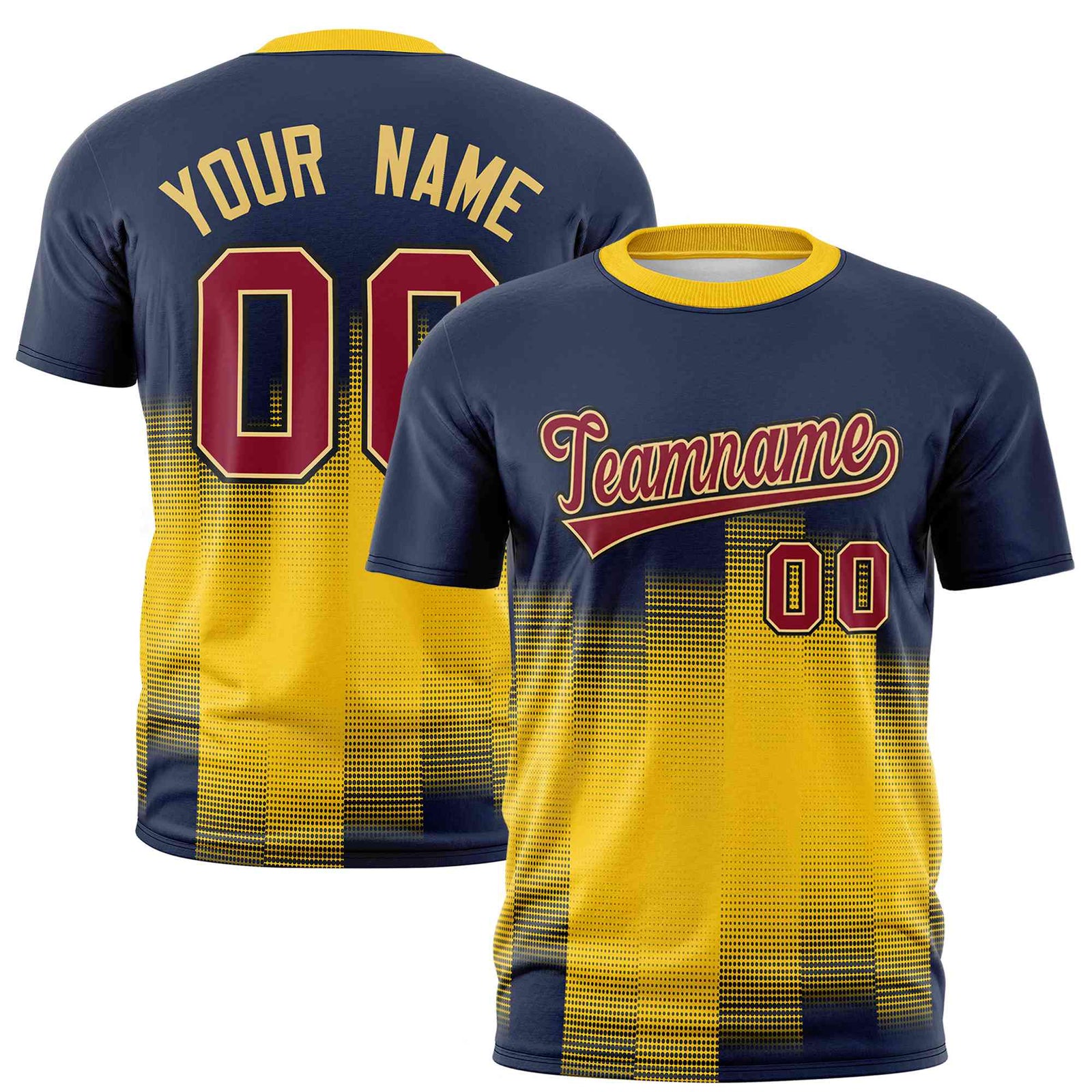 Custom Yellow Navy Gradient Fashion Design Performance T-Shirt
