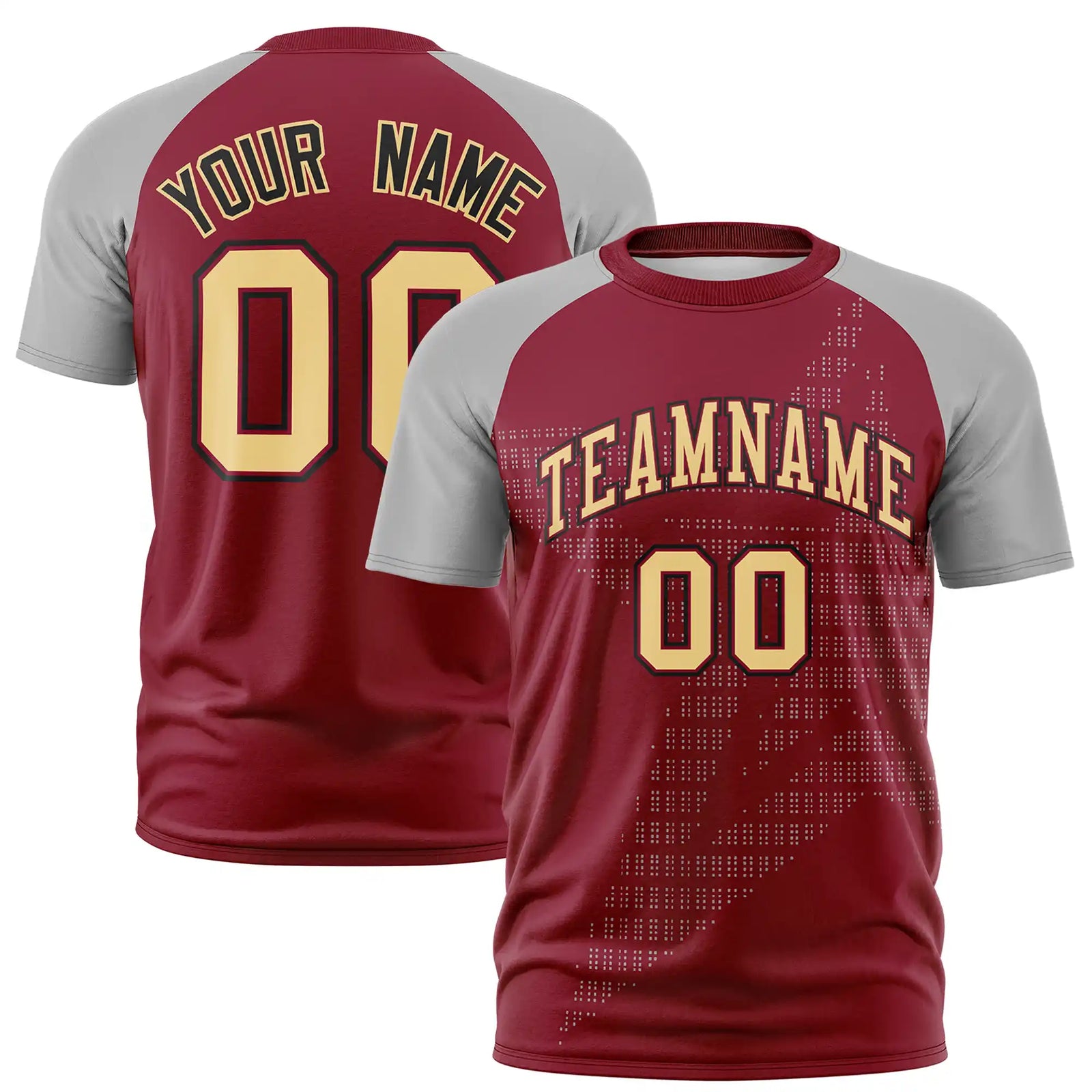 Custom Crimson Gray Crew Neck Star Style Design Performance T-Shirt